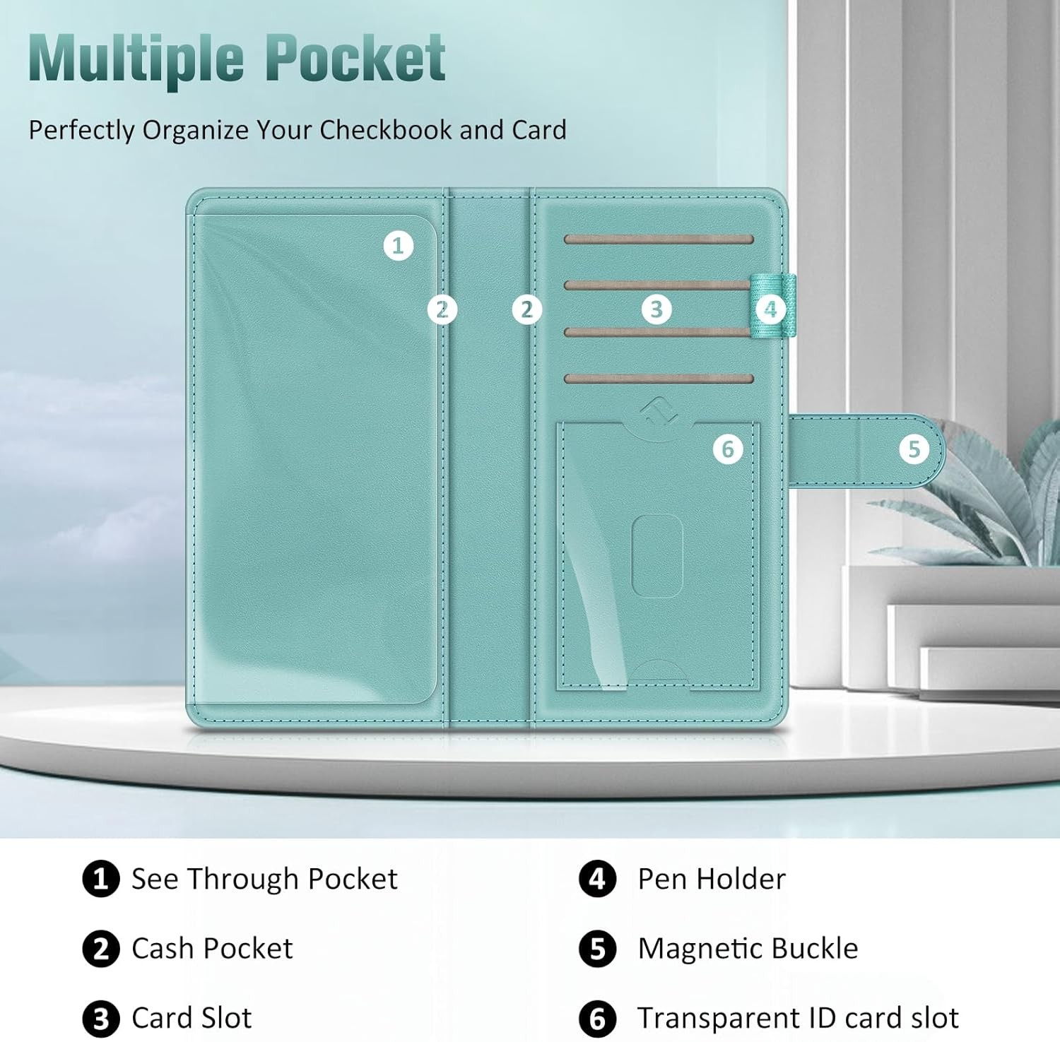 Checkbook Cover RFID Blocking Standard Register Duplicate Checks with Pen Holder