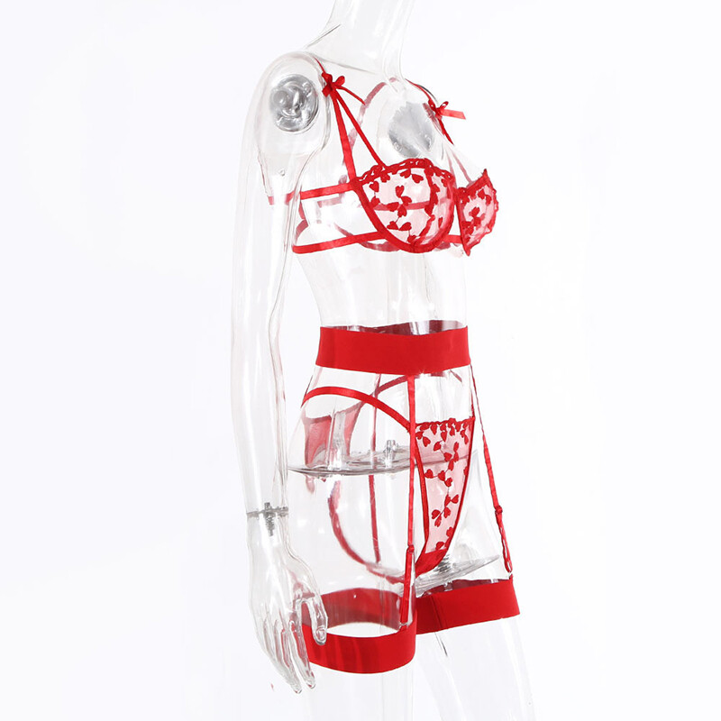 Women Sexy Lingerie Lace Babydoll Bra Set Thong Panty Garter Sleepwear Nightwear
