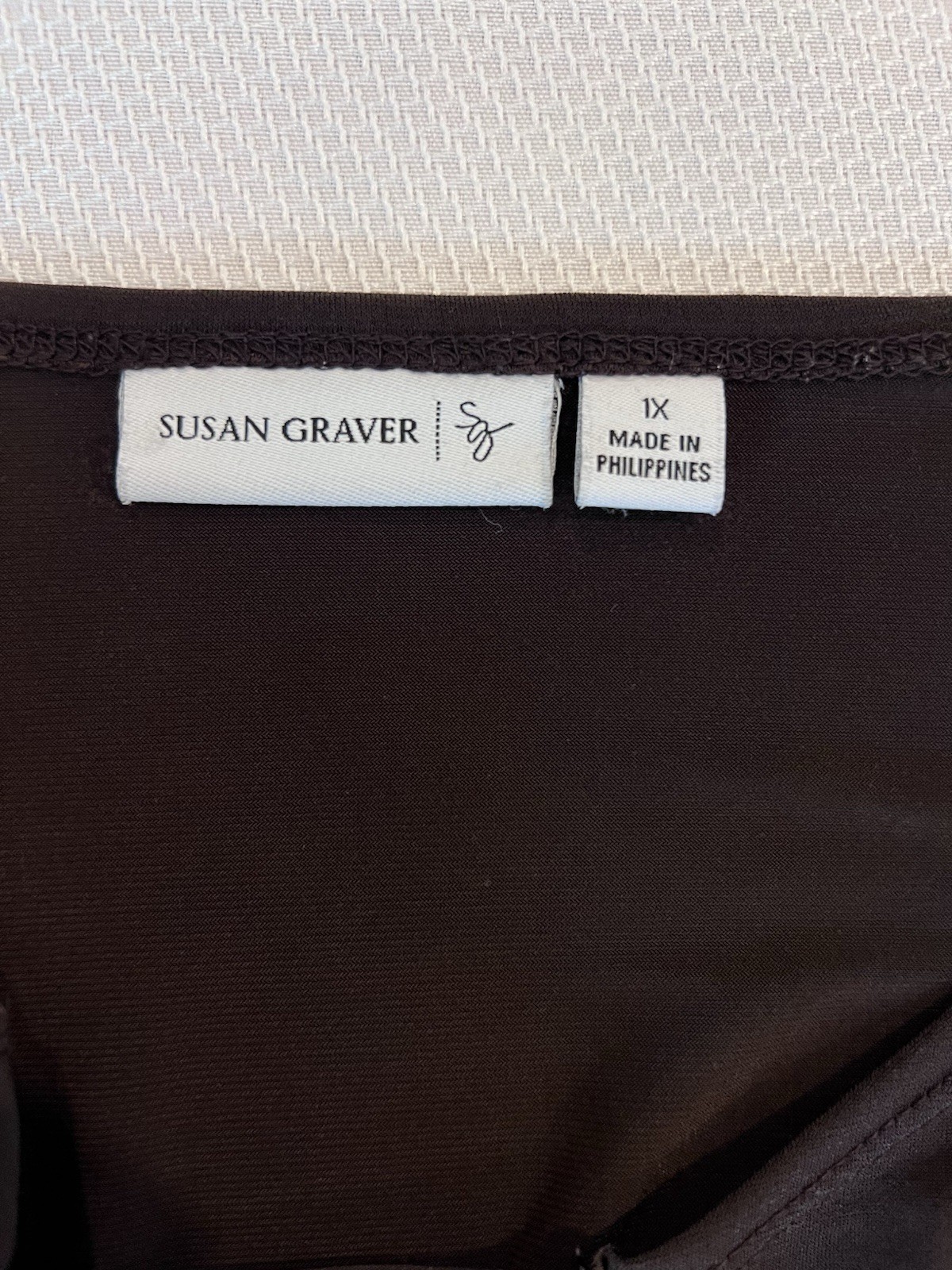 Susan Graver Top 1X Brown Tunic-Liquid Knit- Office Minimalist Stretch Travel