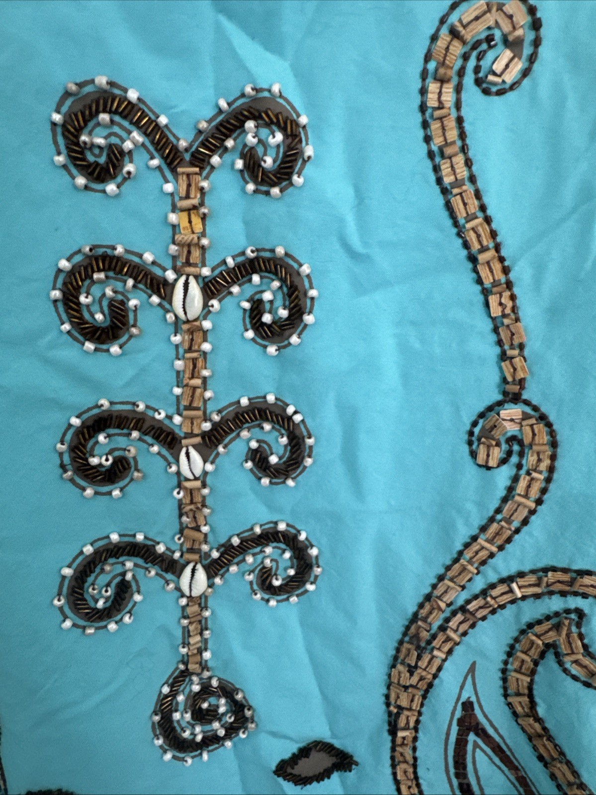 Turquoise Basil &Maude Skirt Beaded Embroidery With Hanging Coin Embellishing