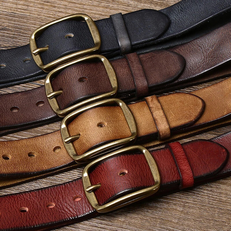 3.8CM Thick Cowhide Genuine Leather Belt Jeans Belt for Men Retro Strap Cintos