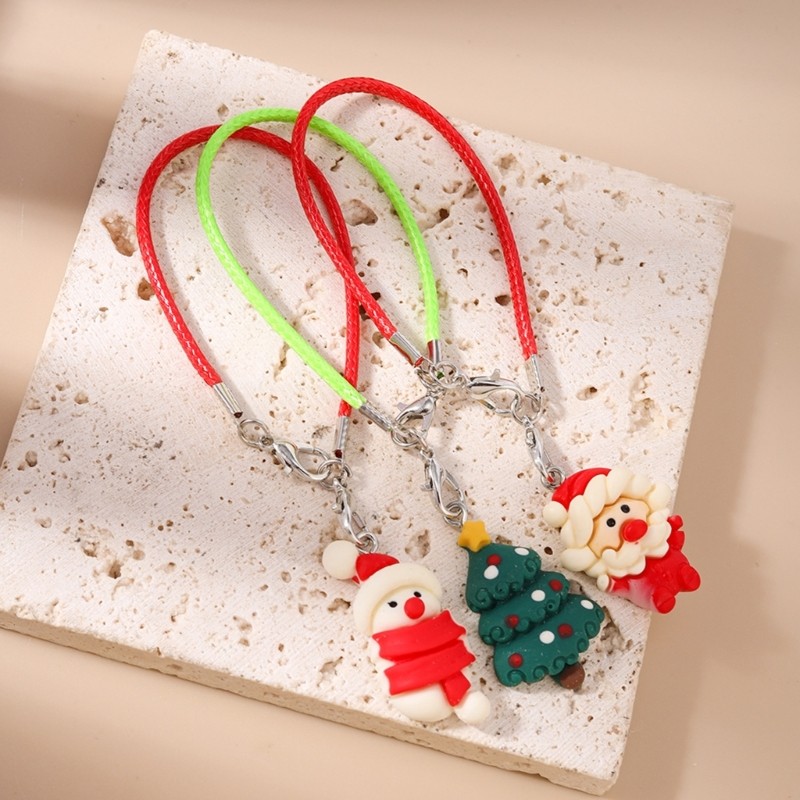 3X Cute Christmas Tree Santa Key Ring Cellphone Accessory Resin Gift for Friend