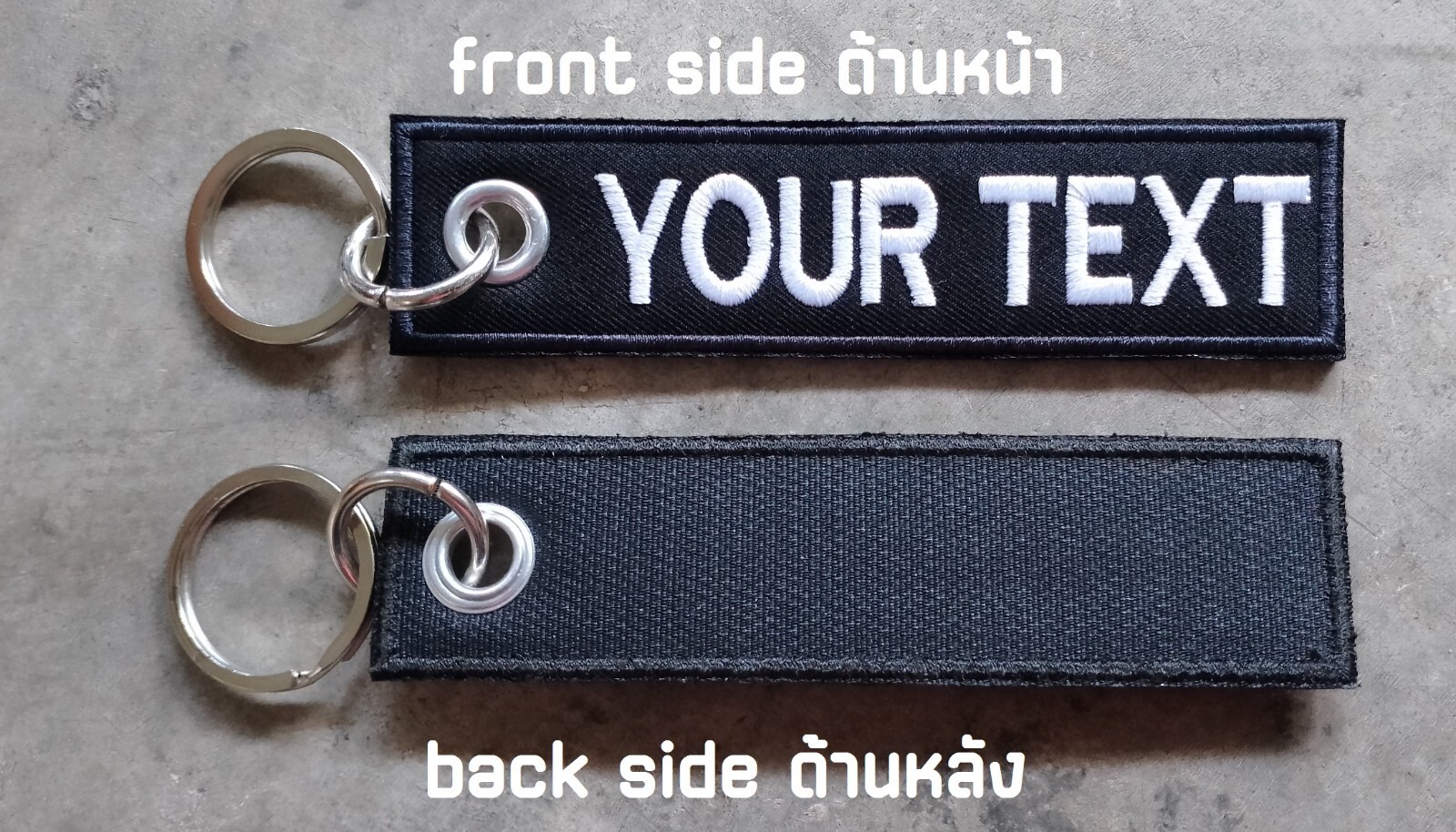 Custom Name Personalized Embroidered Tag Keychain Keyring Biker Motorcycle