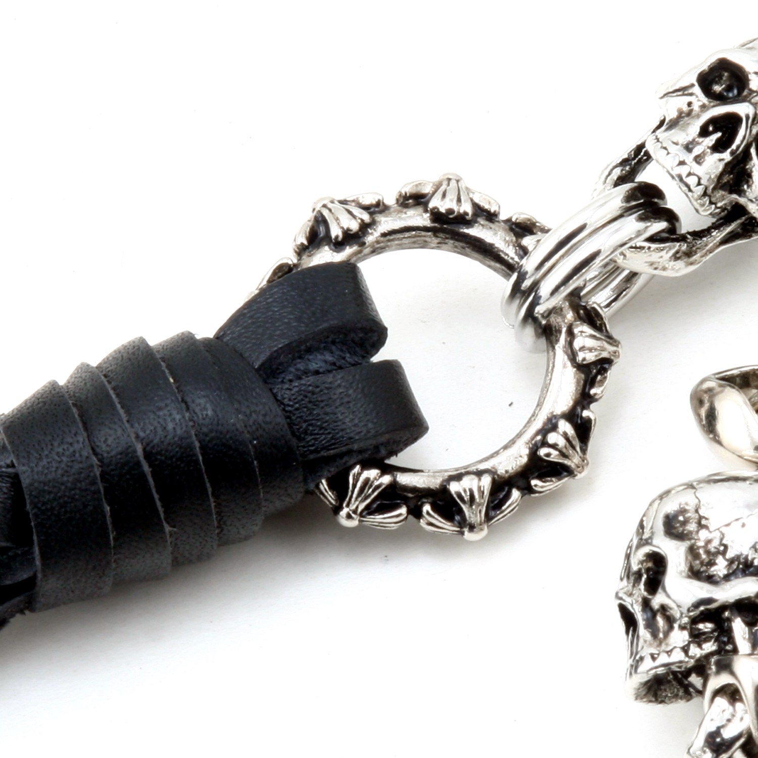 DK Skull Leather Biker Trucker Key Jean Wallet Chain (25″/4.8oz) Black SCS19