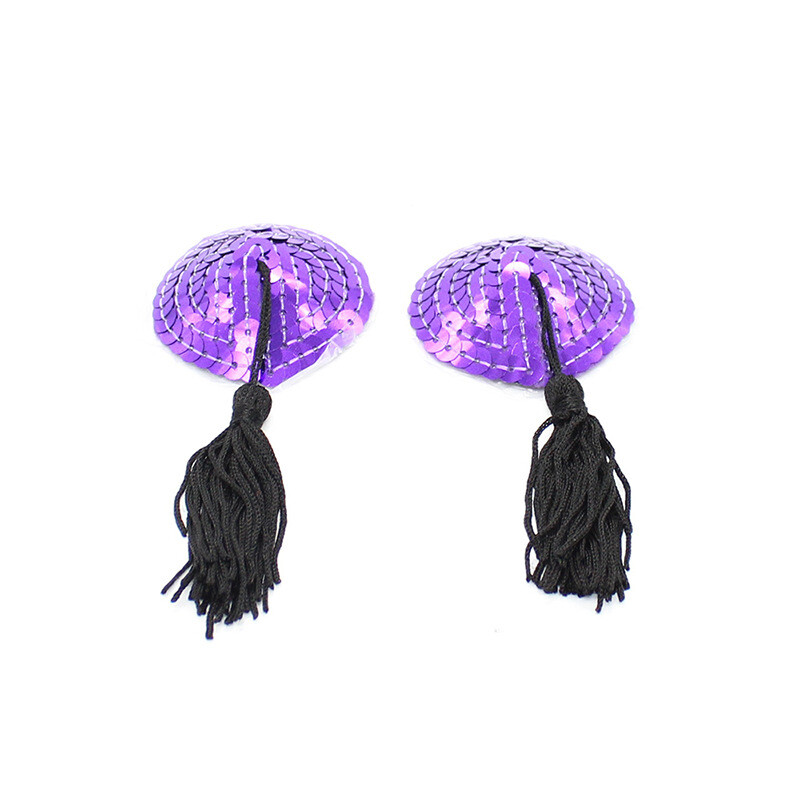 1pc Pasties Breast Bra Stickers Women Sequin Tassel Nipple Cover Adhesive Heart