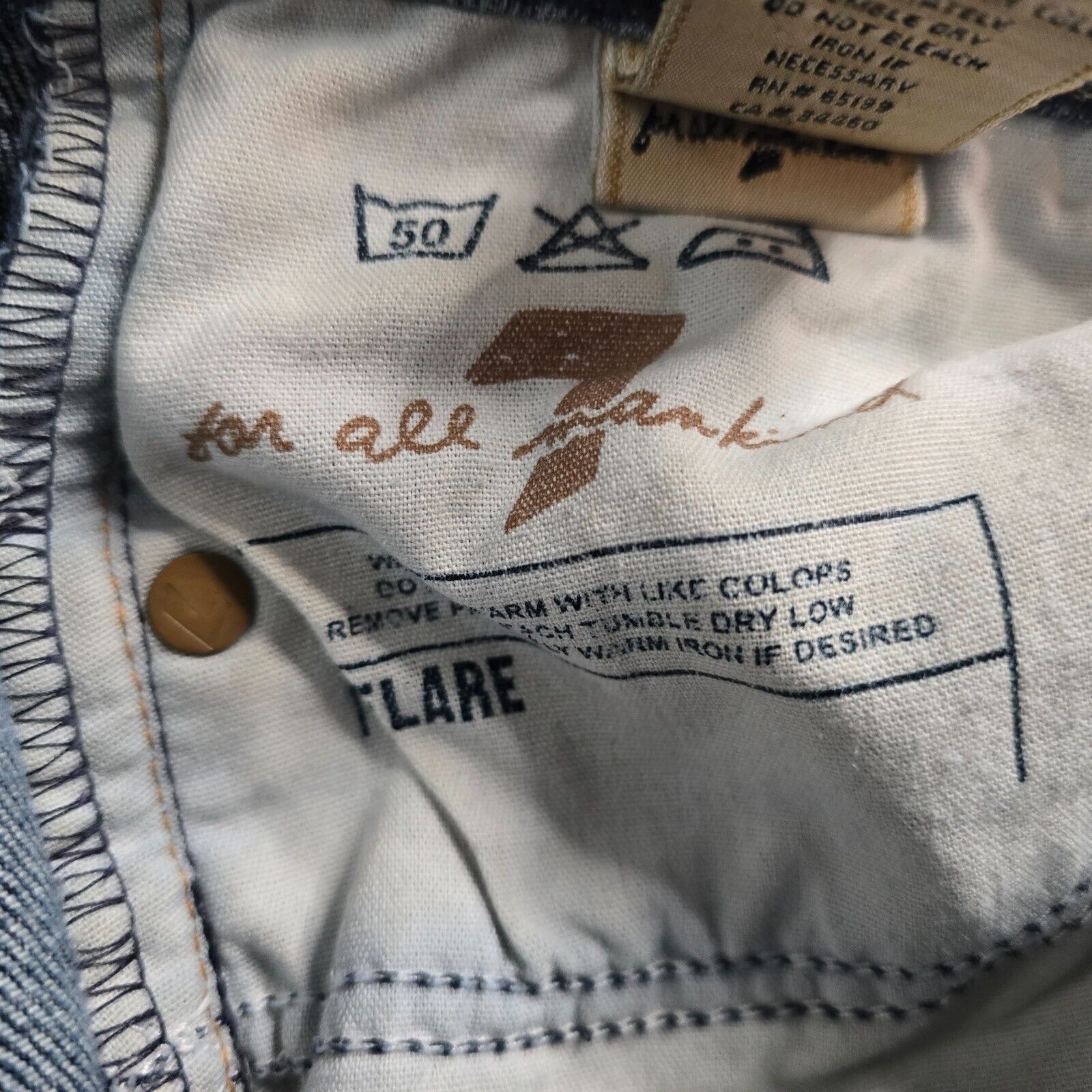7 For All Mankind Jeans Women’s 28 Blue Flare Medium Wash Slight Distress