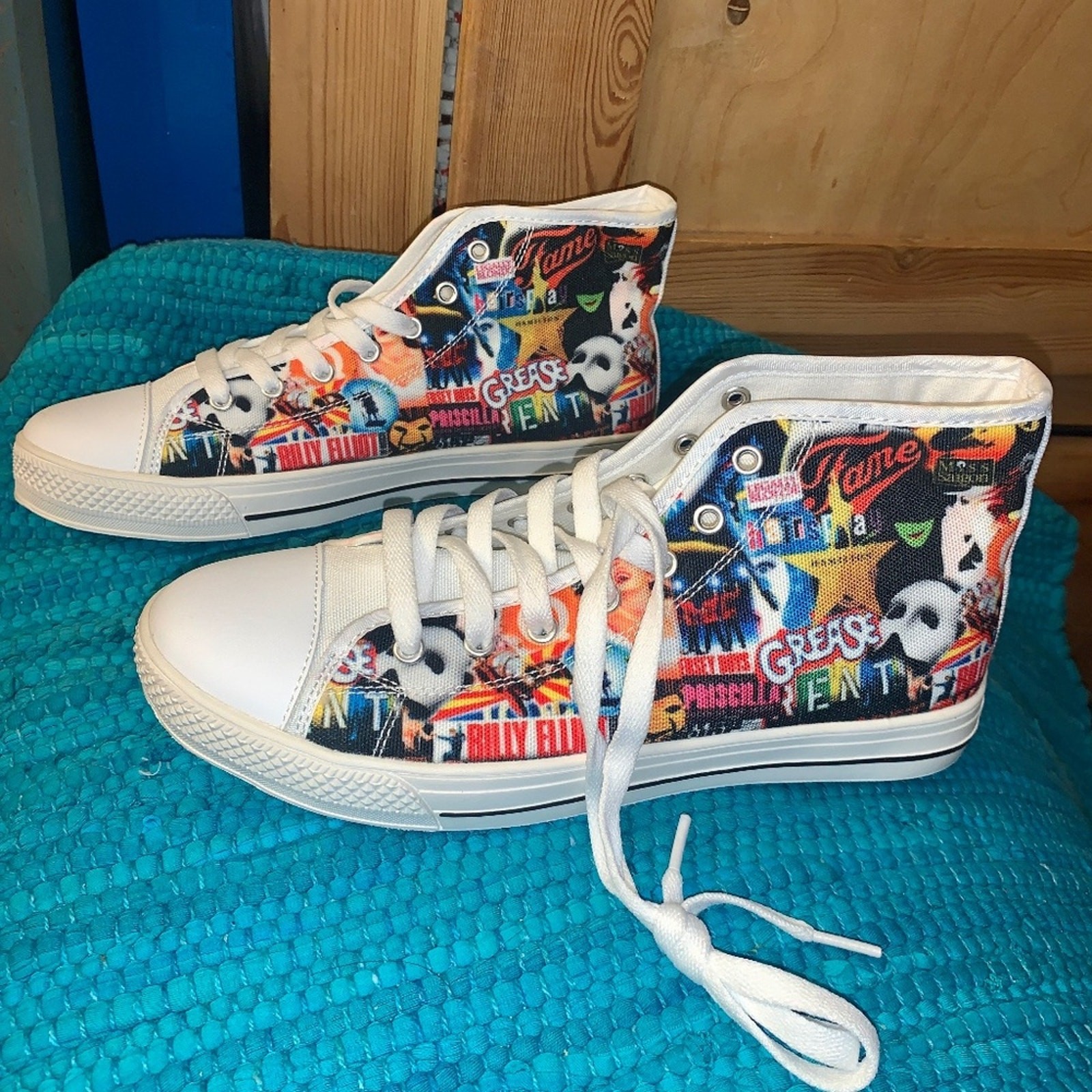 NEW THEATER BROADWAY SHOW THEATRE HIGH TOPS POPART SNEAKERS 38