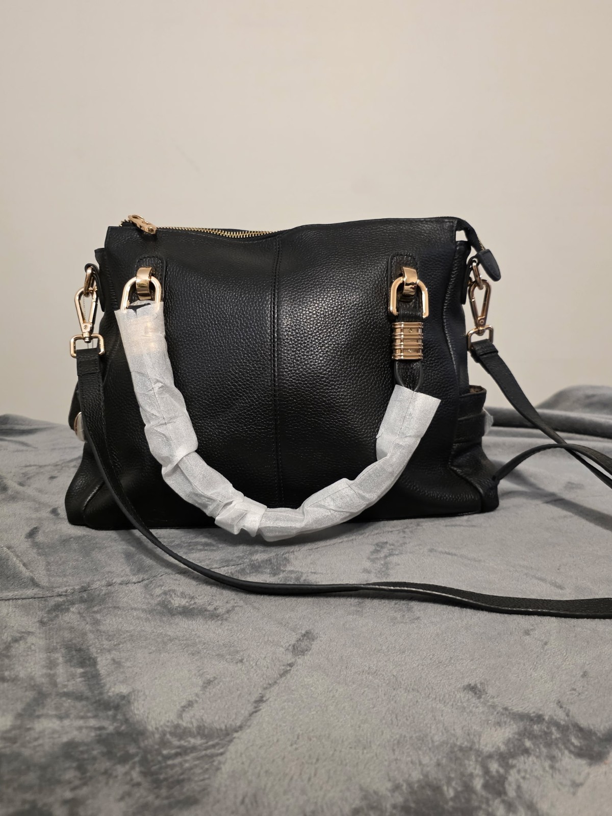 Kattee Women’s Genuine Leather Purses and Handbags, Satchel Tote Large, Black