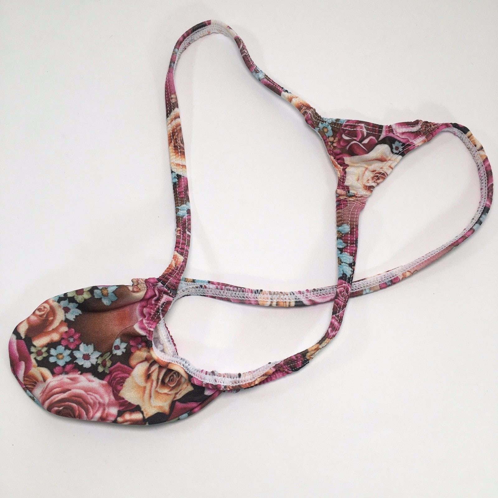 K403 P Sexy Mens String Thong Grape Smugglers Contoured Pouch Pink Floral Print