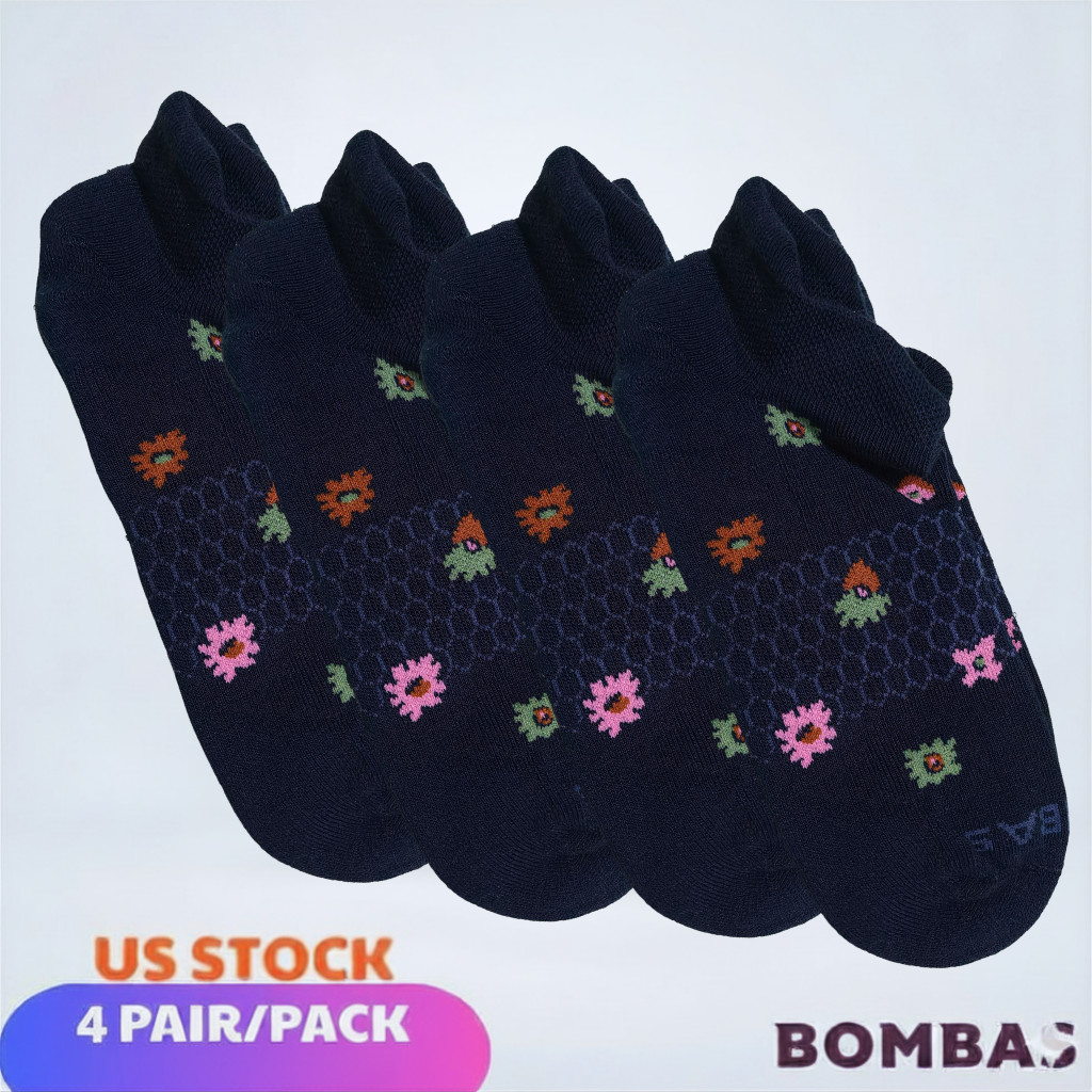 ⭐Flowers – Garden Party Bombas UNISEX Ankle Socks -Size M – 4Pairs/Pack