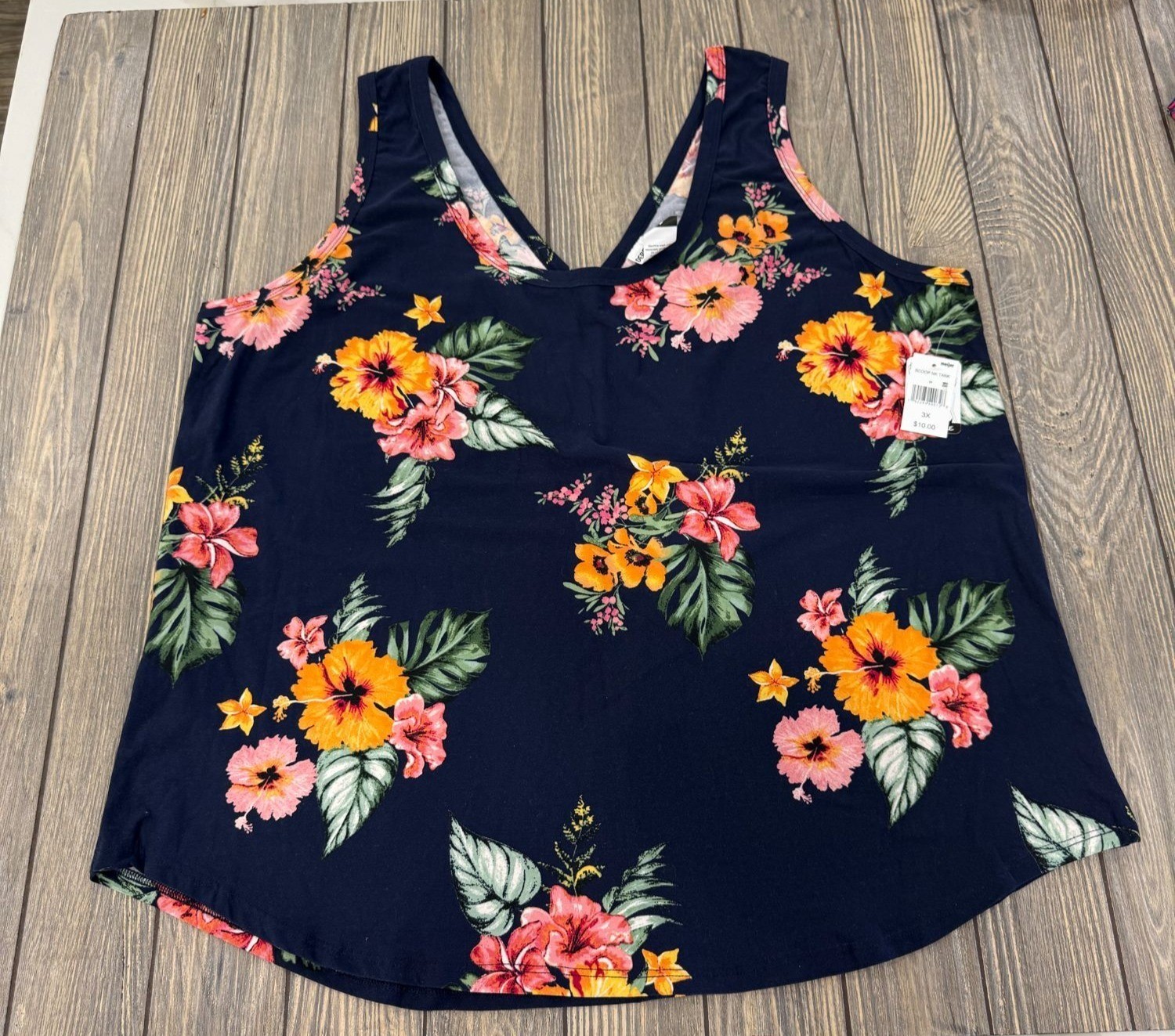 Derek Heart Womens Scoop Neck Floral Tank Top 3X Polyester/Spandex