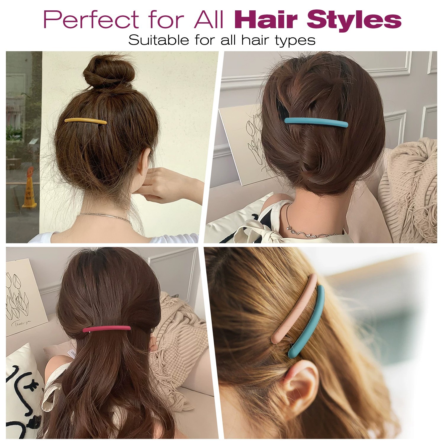 Mber 6 Pack French Hair Barrettes for Fine Thick Thin Hair Barrettes Hair Clips