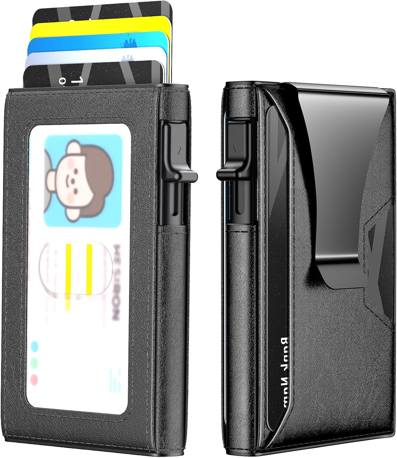 Men Slim Minimalist Pop-Up Smart Wallet RFID Blocking Money Clip Single Fold