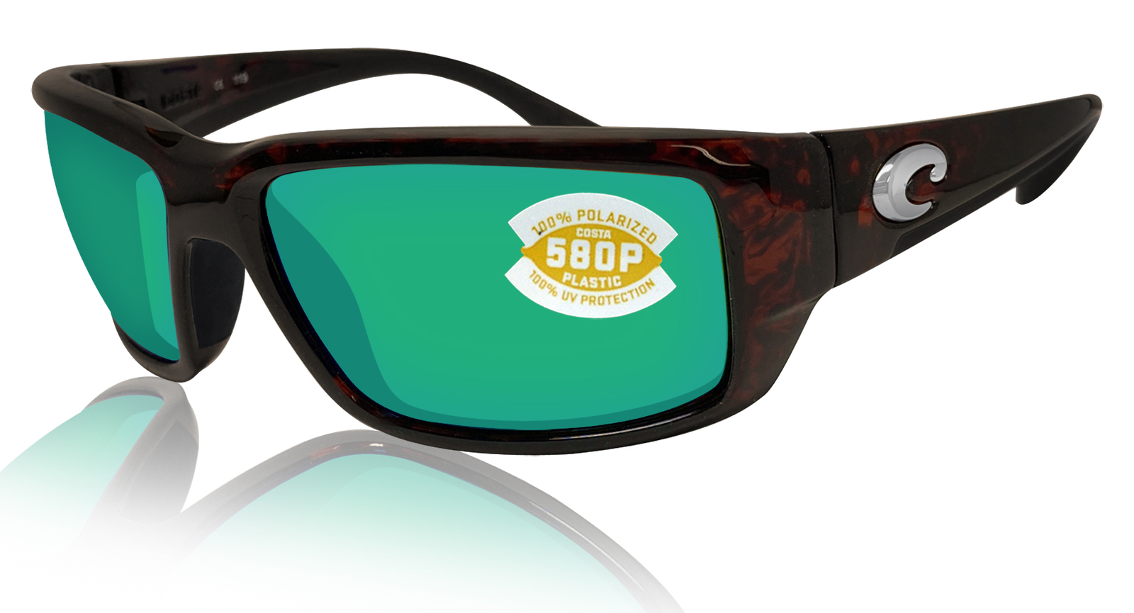 Costa Del Mar fantail tortoise frame green mirror polarized 580 plastic lens new