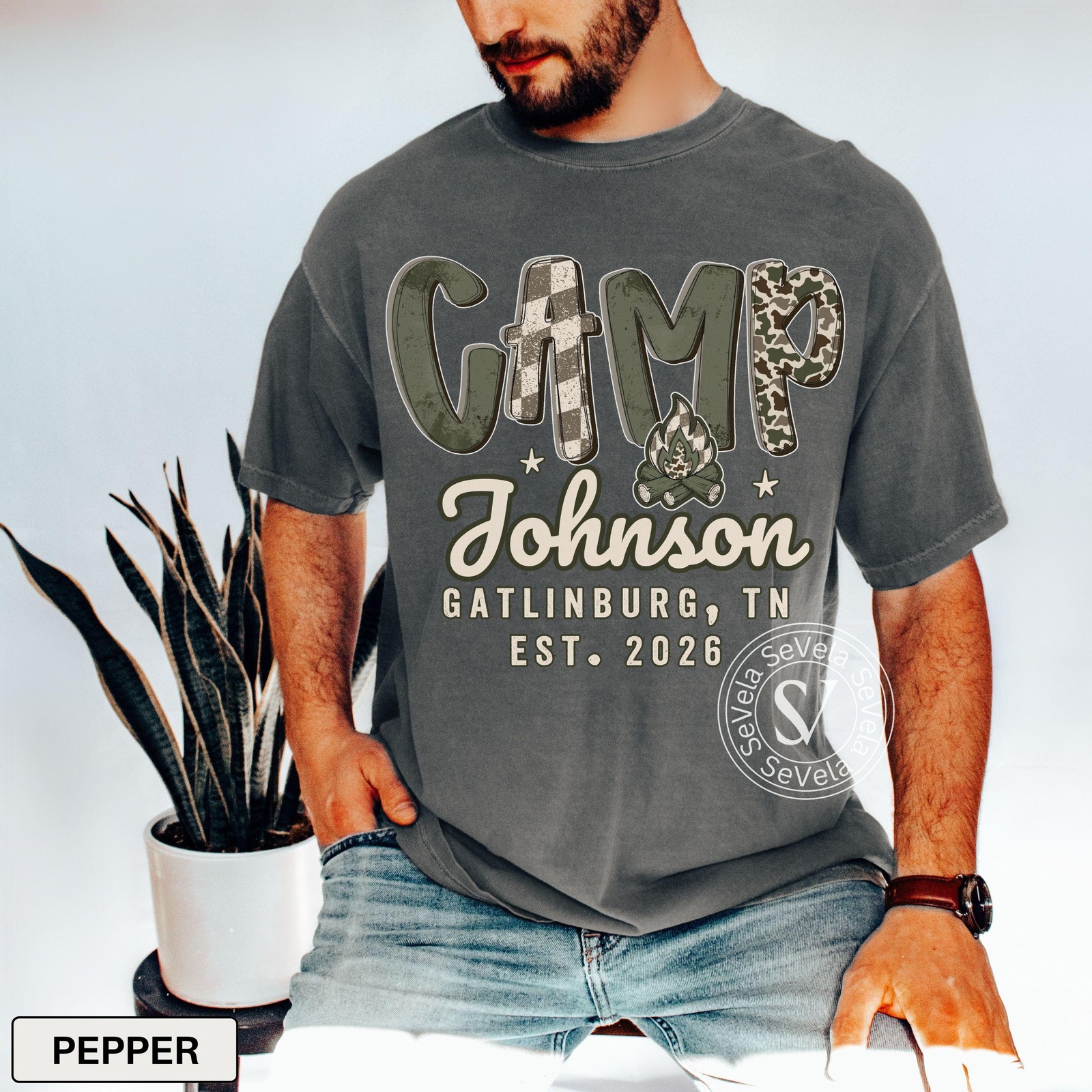 Custom Family Camping Shirt Matching Campfire Camo Tee Adventure Trip
