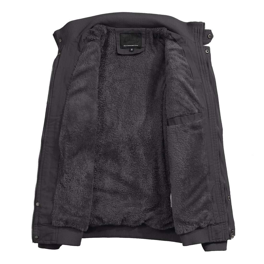 Men’s Winter Cargo Jackets 6 Pockets Warm Cotton Windproof Bomber Work Jacket