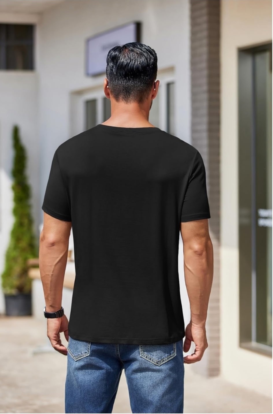 QUINCE Mens Crew Casual Basic 100% Cotton T-Shirt Tee Black White Navy 1-3 Pack