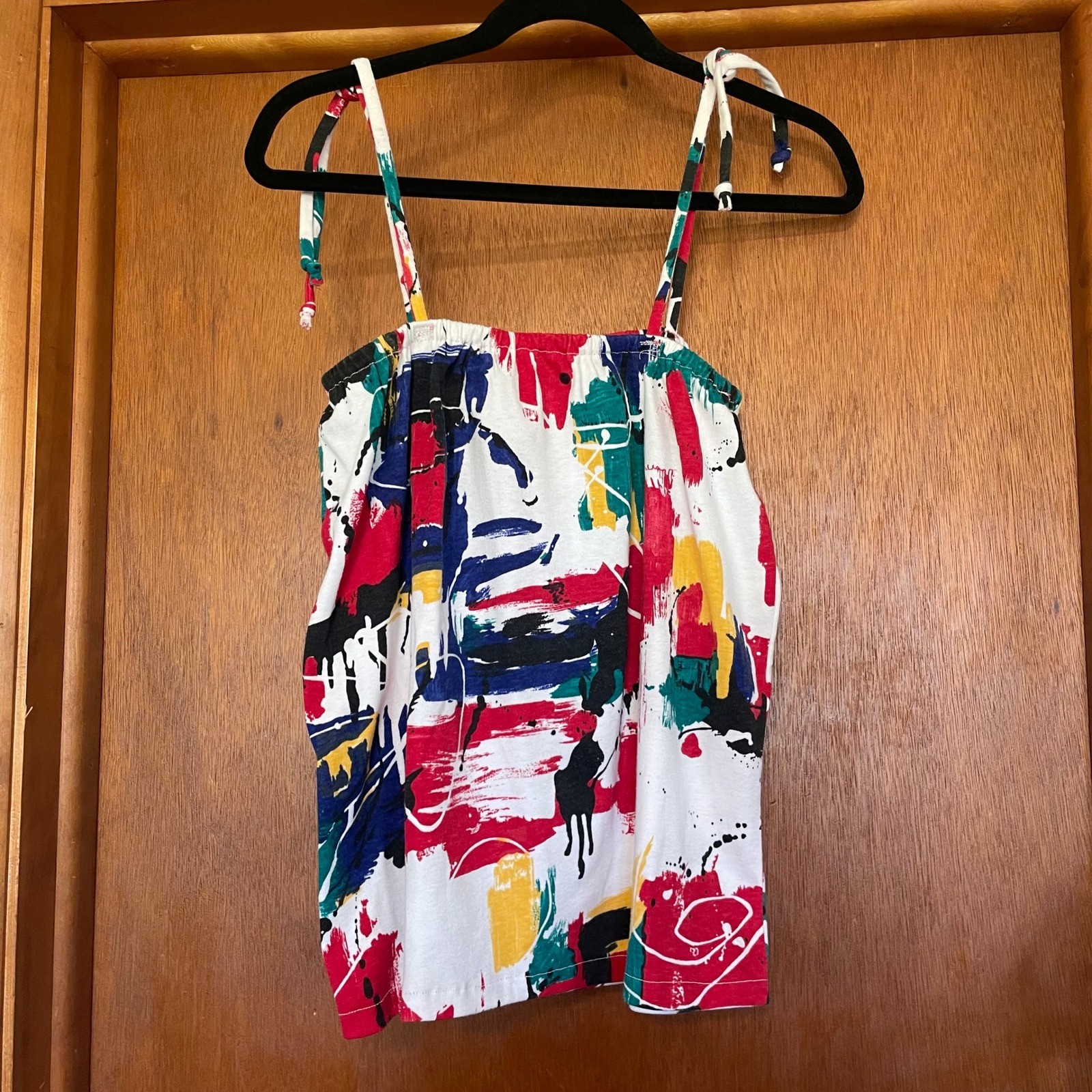 VTG 80s-90s Cami Tank Top Lot Paint Splatter Memphis Geometric Triangles Retro