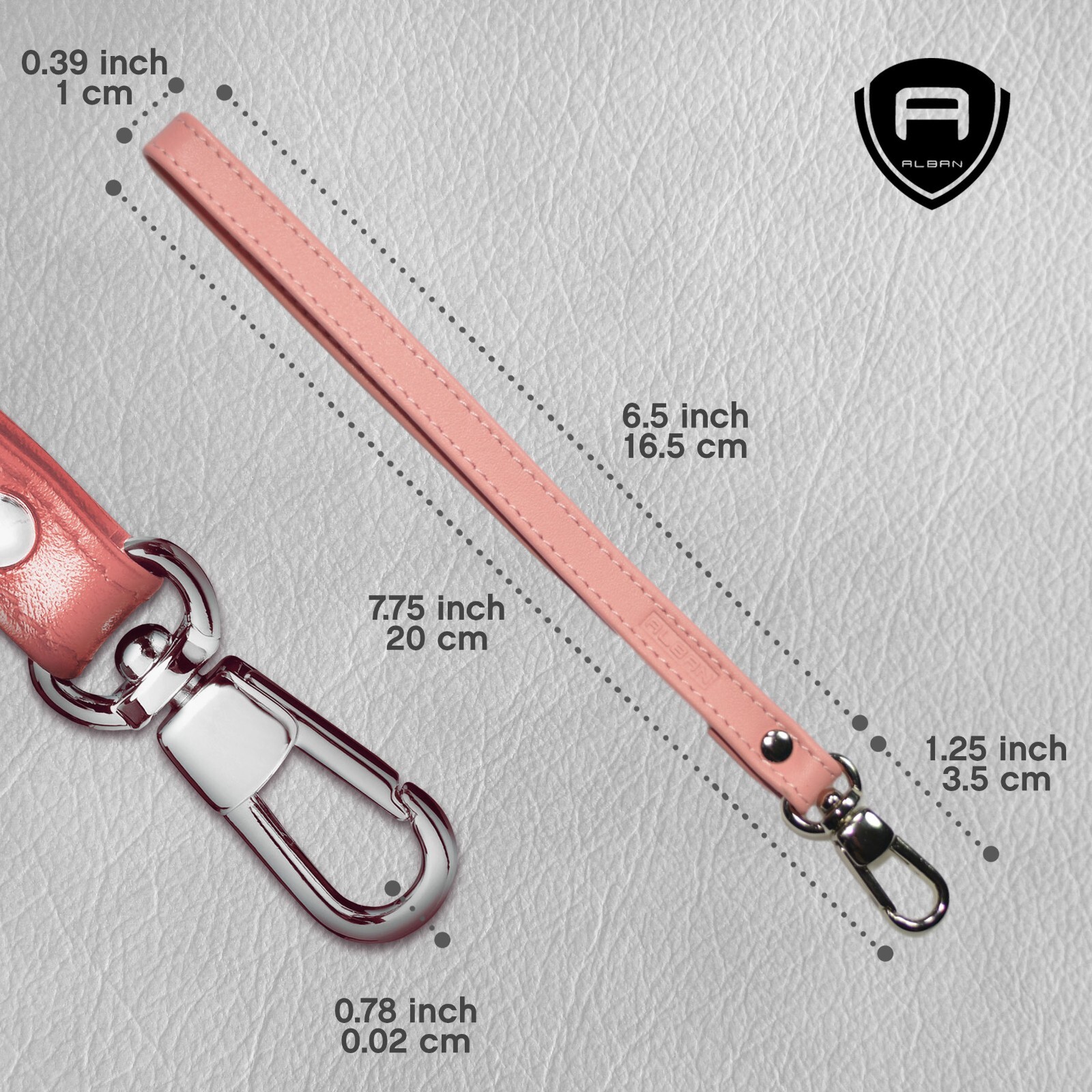 Alban Replacement PINK Leather Wrist Strap Silver Clasp for Purse Wristlet
