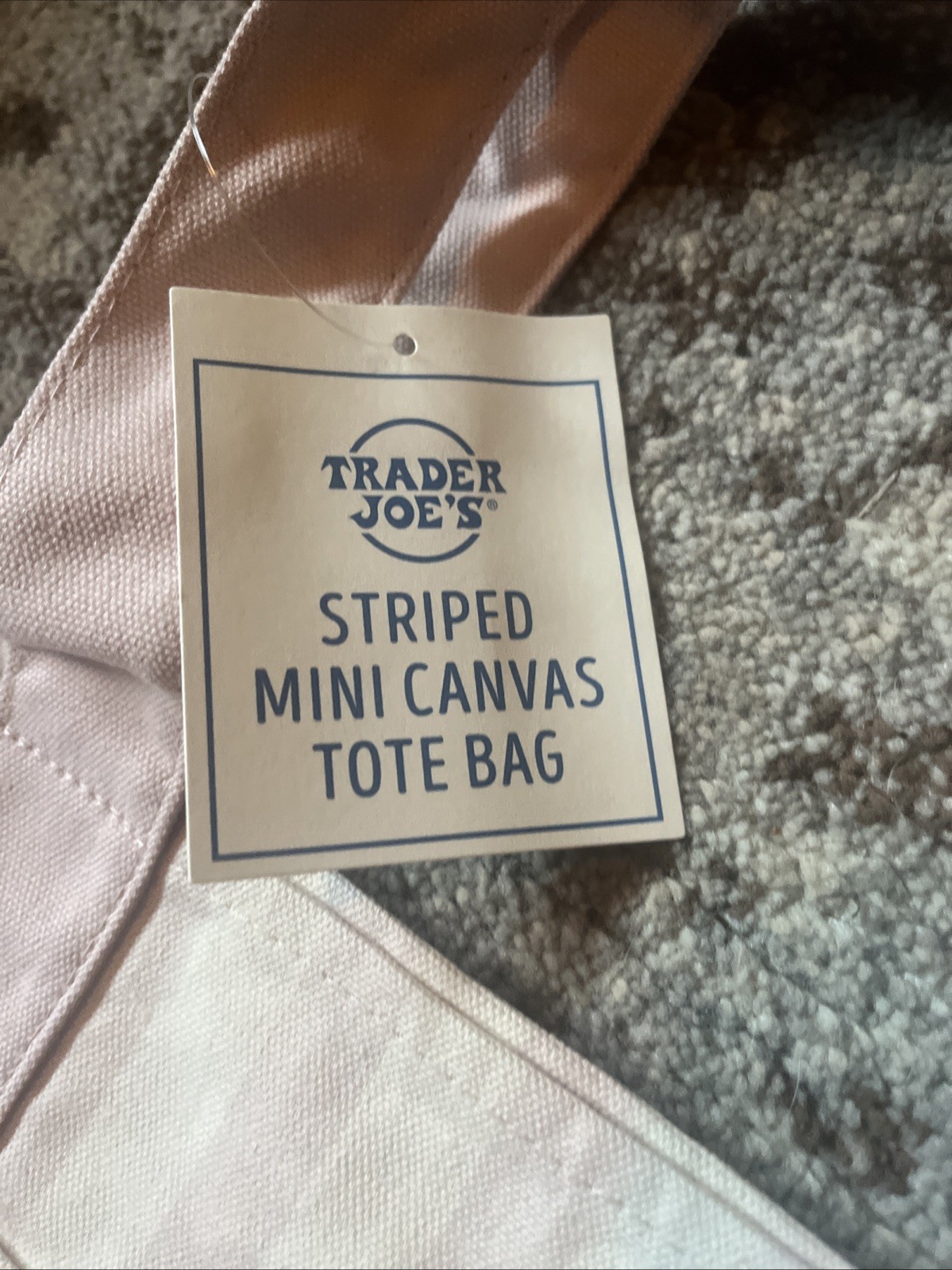 Trader Joes Pink Striped Mini Canvas Tote Bag Brand New With Tags