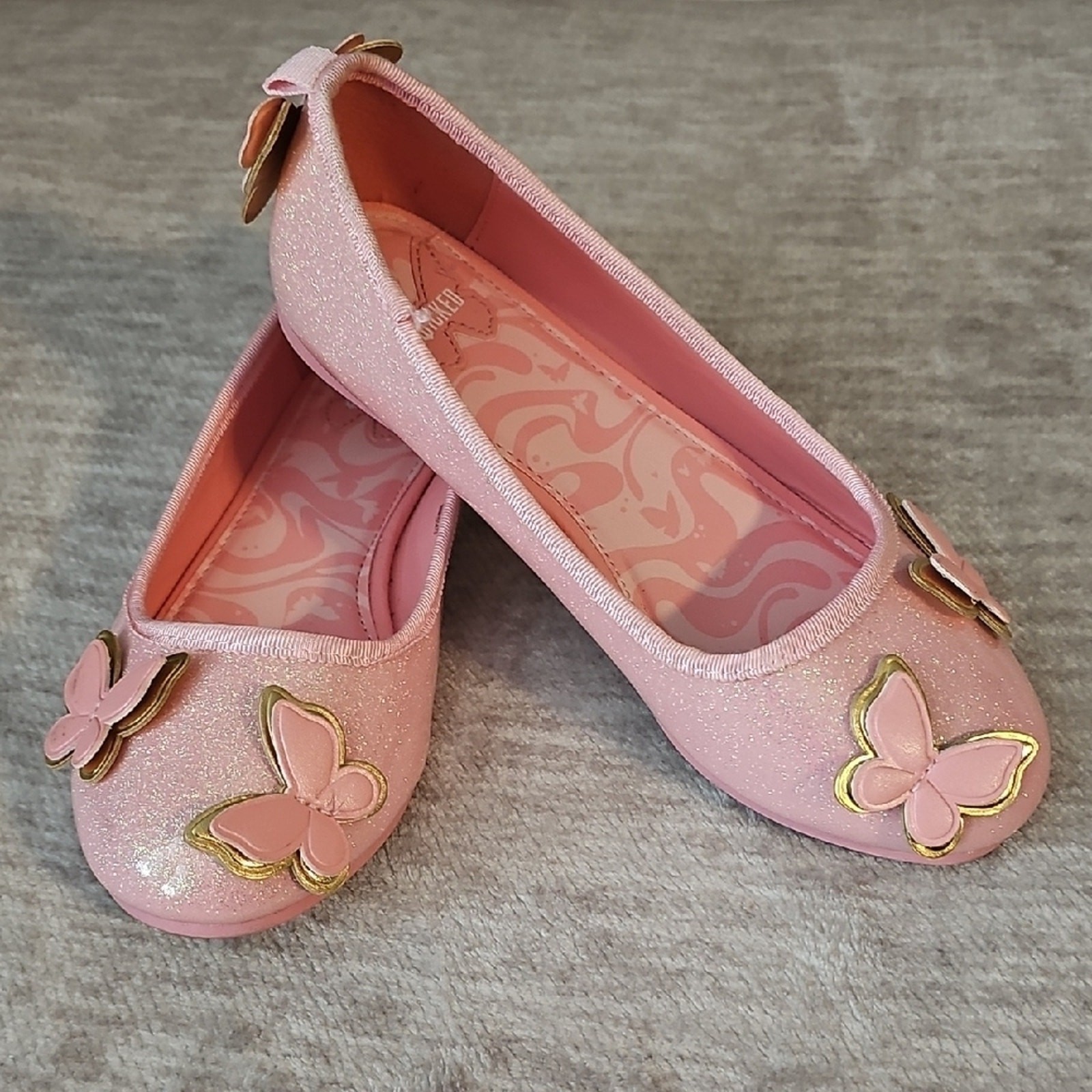 Glittery Pink Butterfly Dress Shoes for Kids