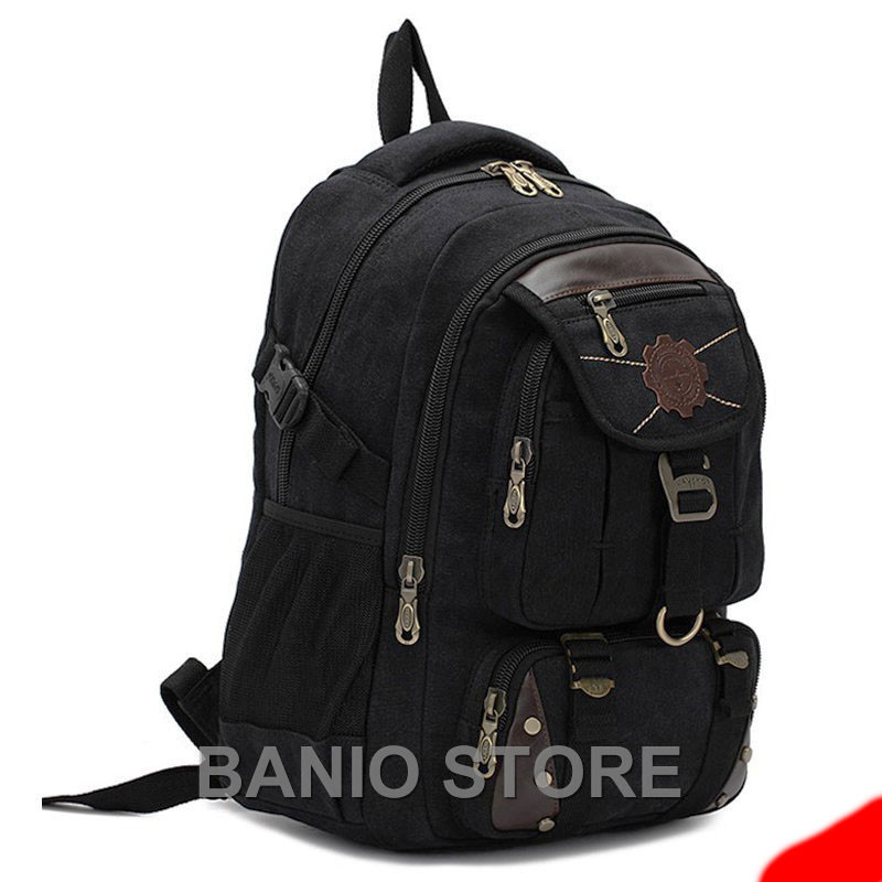 KAUKKO Men Canvas Backpack Rucksack Bag Camping Travel School Satchel Outdoor