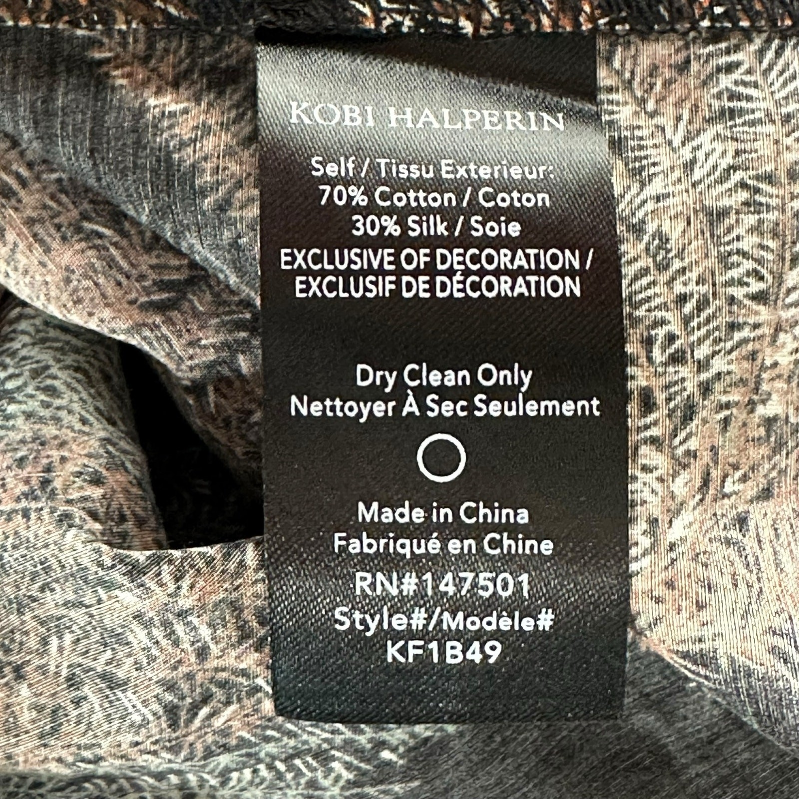 Kobi Halperin Top Womens Small Brown Black Nina Embellished Cotton Silk Artsy