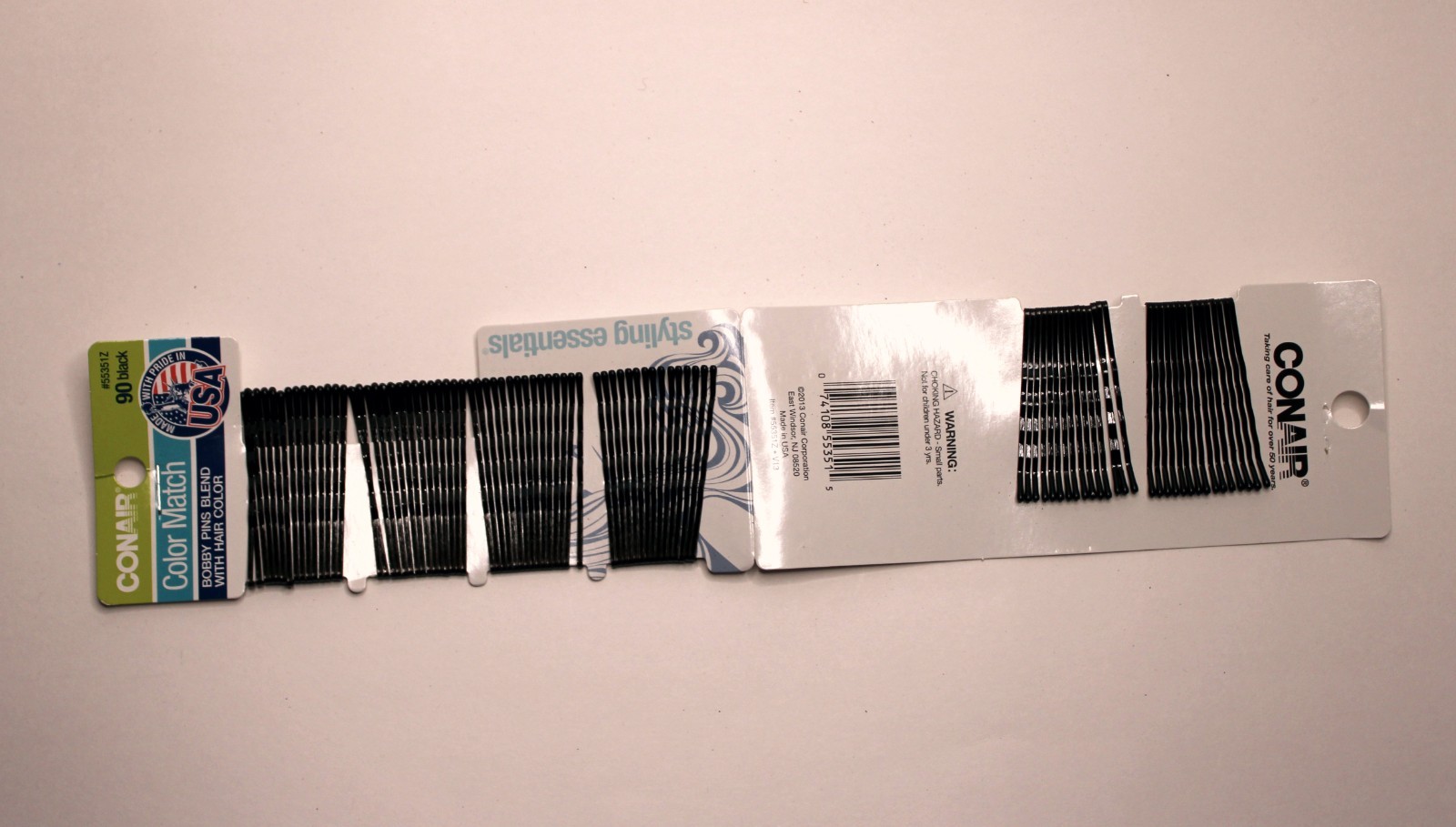 Conair Bobby Pins Black 2″ – 6 Packs (90 Each, 540 Total) – Made in USA – Secure