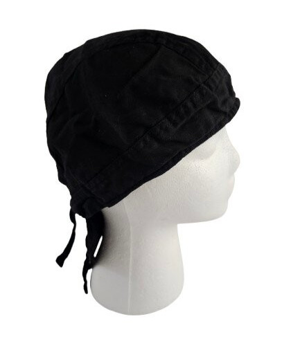 Vega Biker Doo Rag Head Wrap Black Fitted Adjustable Tie Back