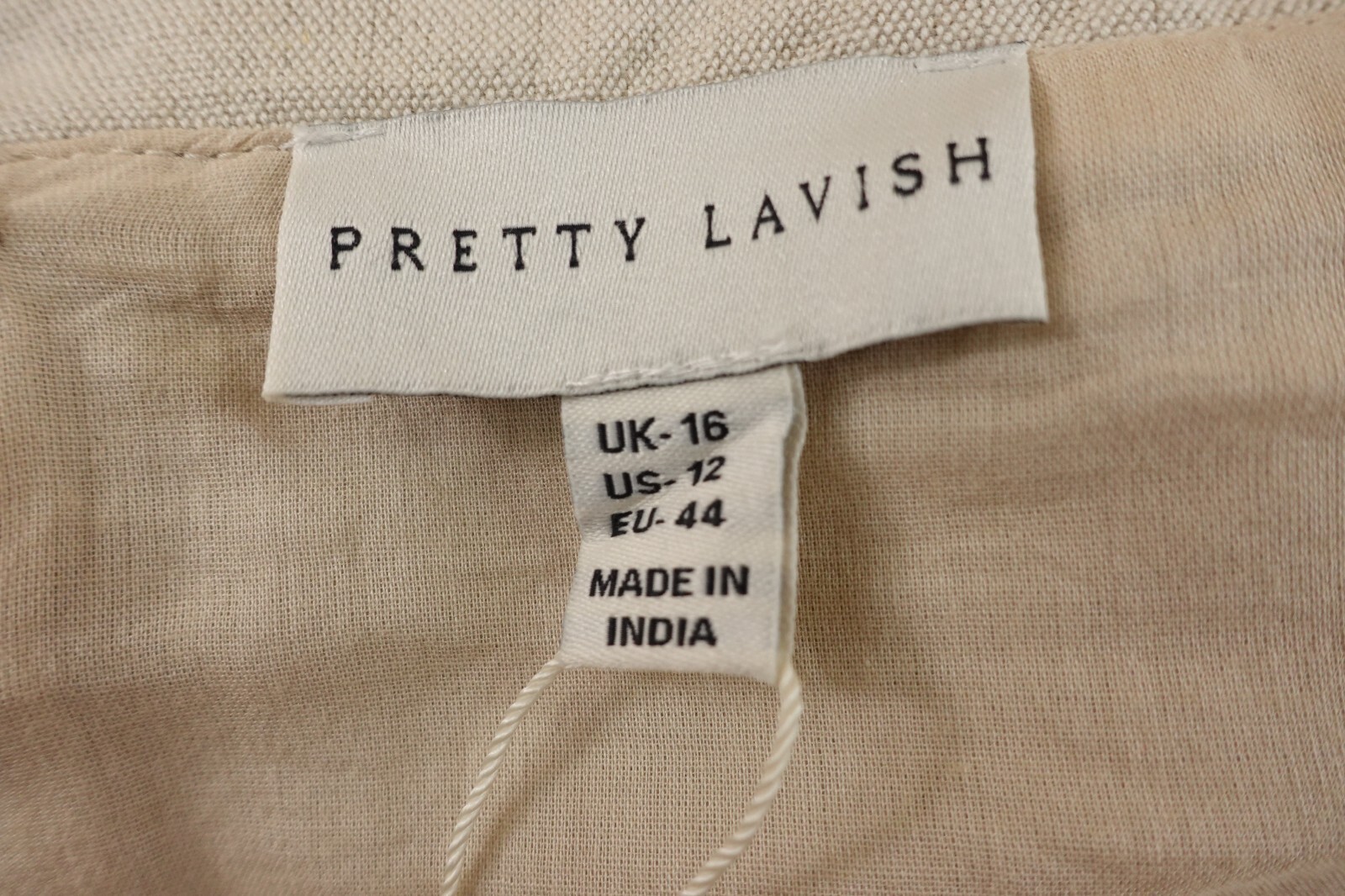 Pretty Lavish Womens Size 12 Natural Linen Blend Strapless Layered Top NWT