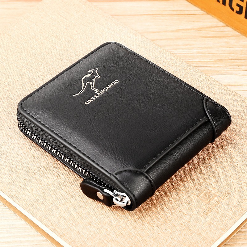 Men’s Leather RFID Blocking Waterproof Zip-Around Wallet Bifold Card Holder