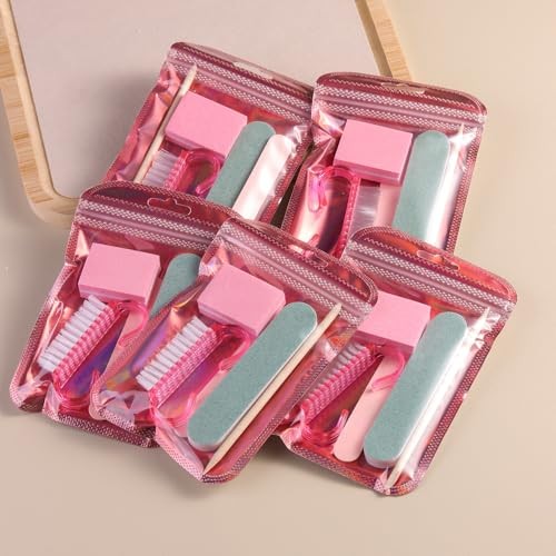 Disposable Manicure Kit Basics 5PCS Nail Kit, Mini Nail Files Buffers 10packs