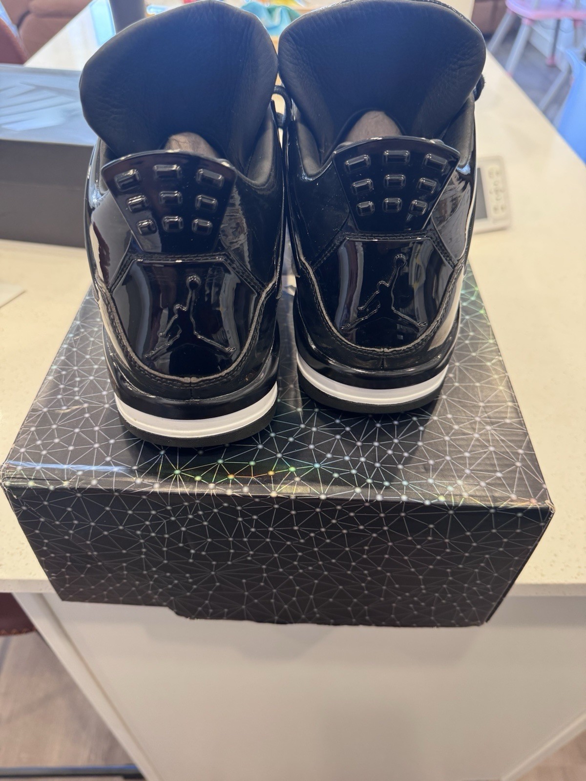 Jordan Air Jordan 11Lab4 Black Patent Leather Mid Top Basketball Sneakers
