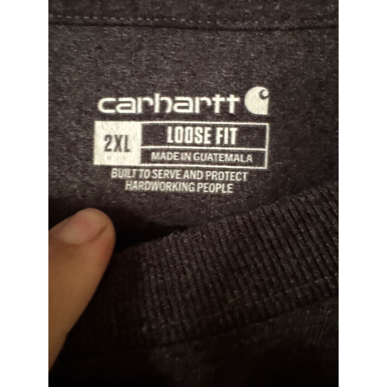 Carhartt Mens 2XL Loose Fit Graphic T-Shirt Charcoal Grey Orange Logo