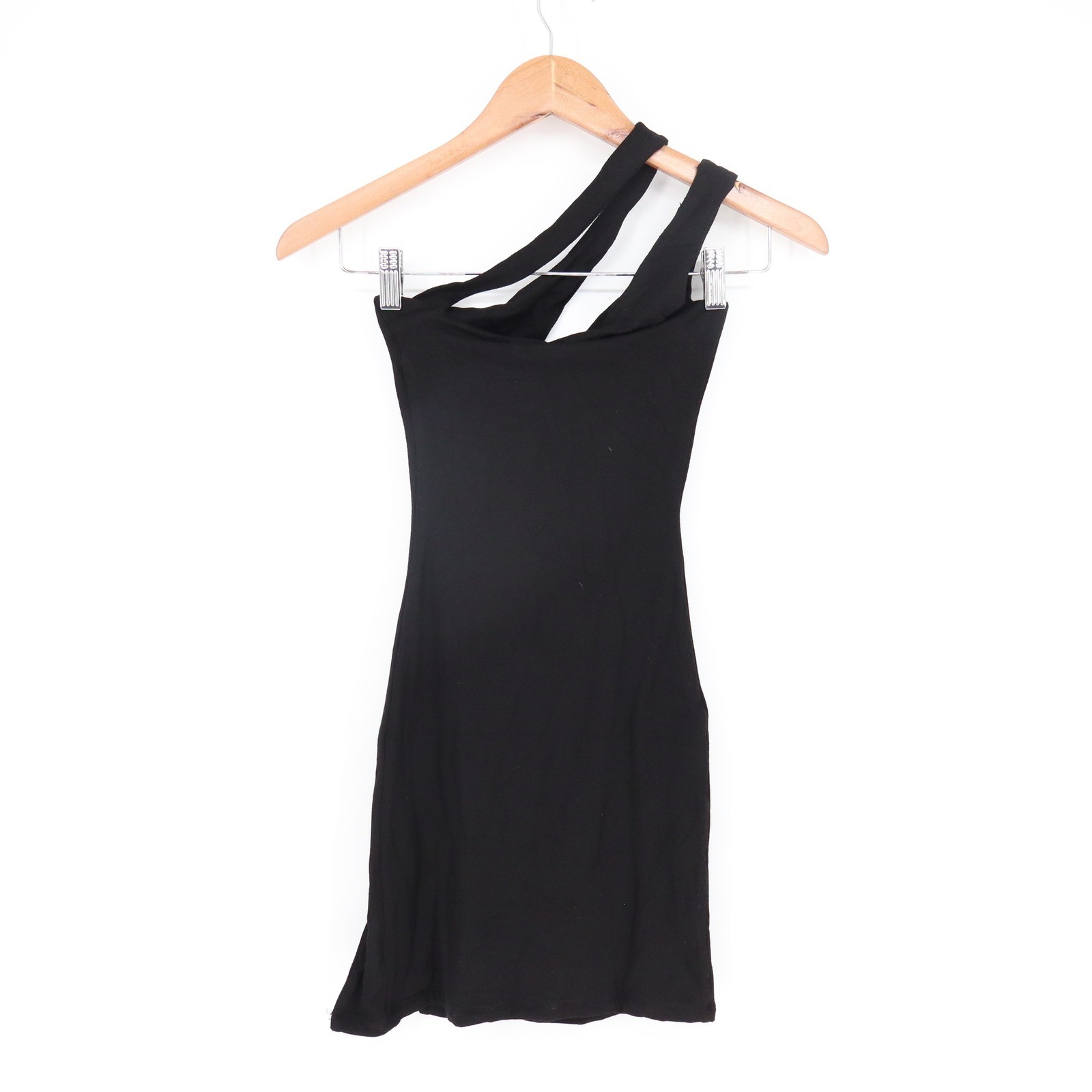 Naked Wardrobe Womens Black One Shoulder Cutout Mini Dress Size S