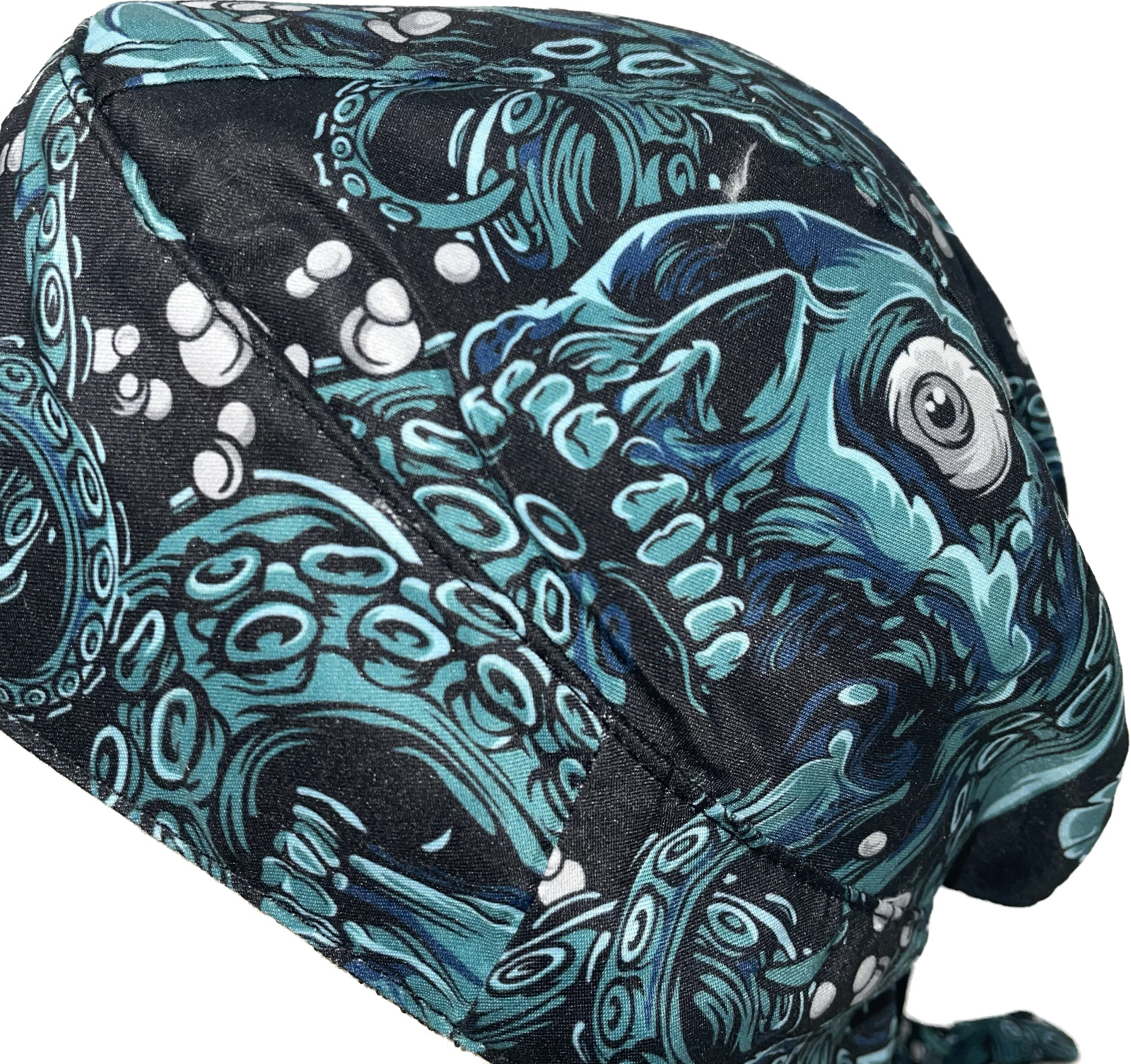 Platinum Durag Doo Rag Skull Cap Sweatband Biker Da Kraken Teal Blue Black White