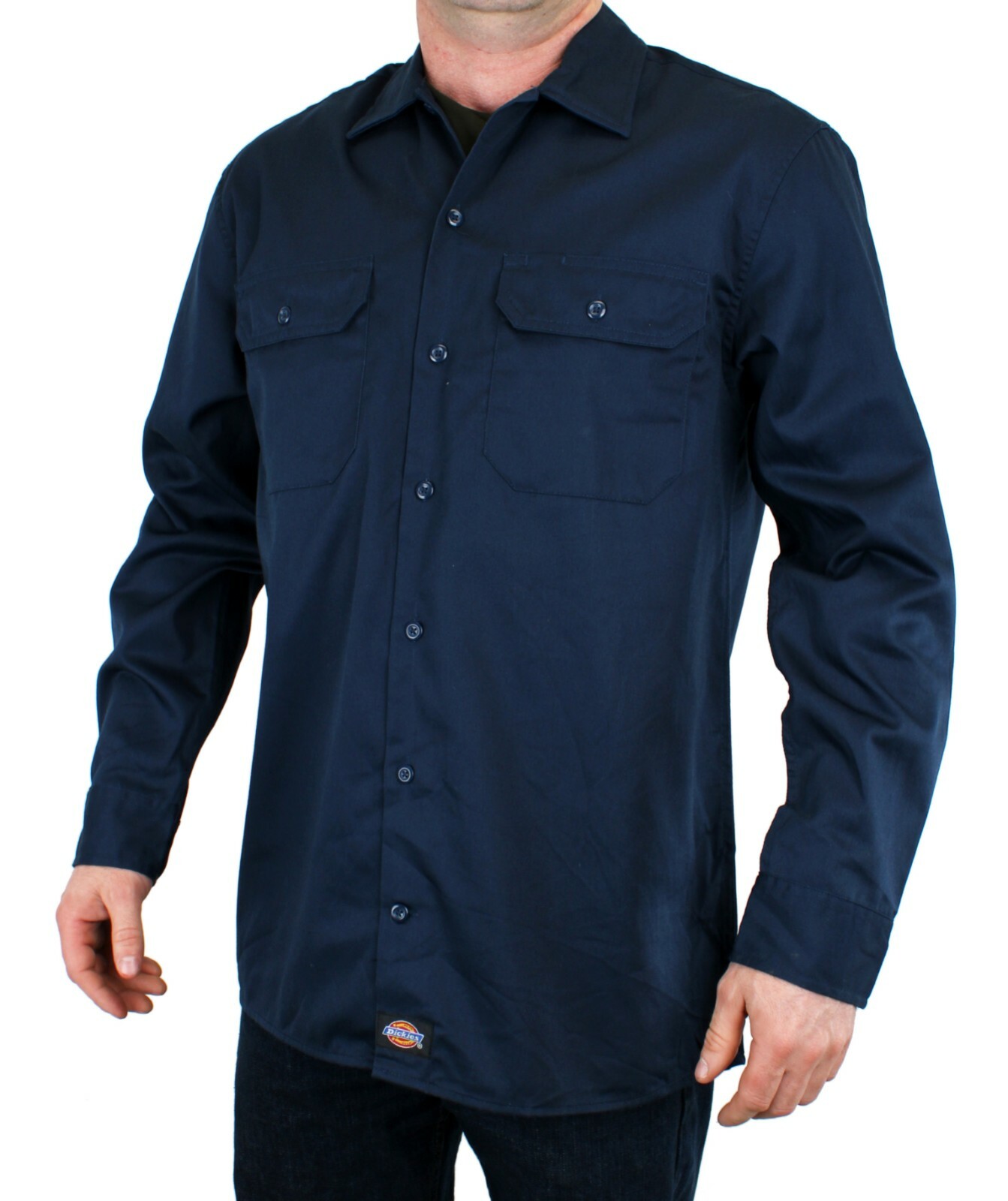 Dickies Men’s Work Shirt, Cotton Blend Long-Sleeved Work Shirt, Front Pockets