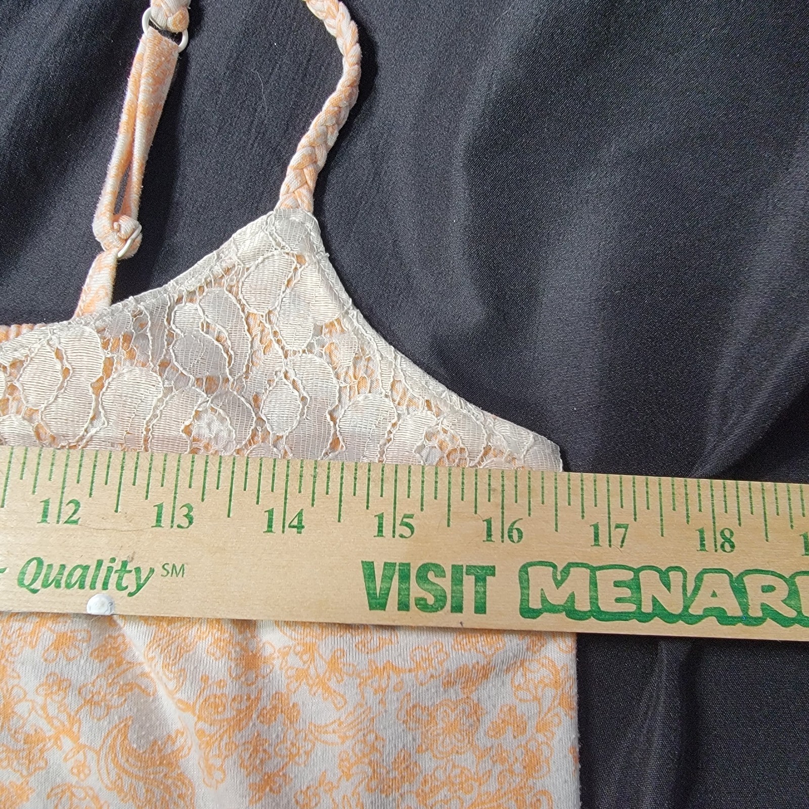 Mudd Y2K Vintage Babydoll Cami Tank Top Extra Large Peach Fairy Lace Ruffle