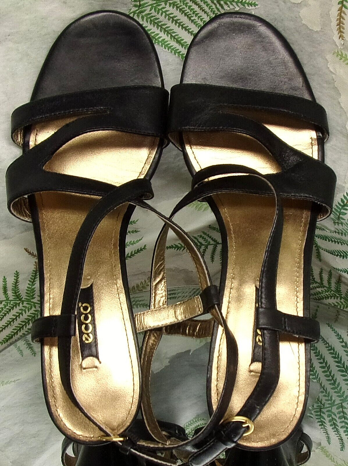 ECCO BLACK LEATHER SLINGBBACK OPEN TOE SANDALS HEELS SHOES WOMENS SZ 9 9.5 EU 40