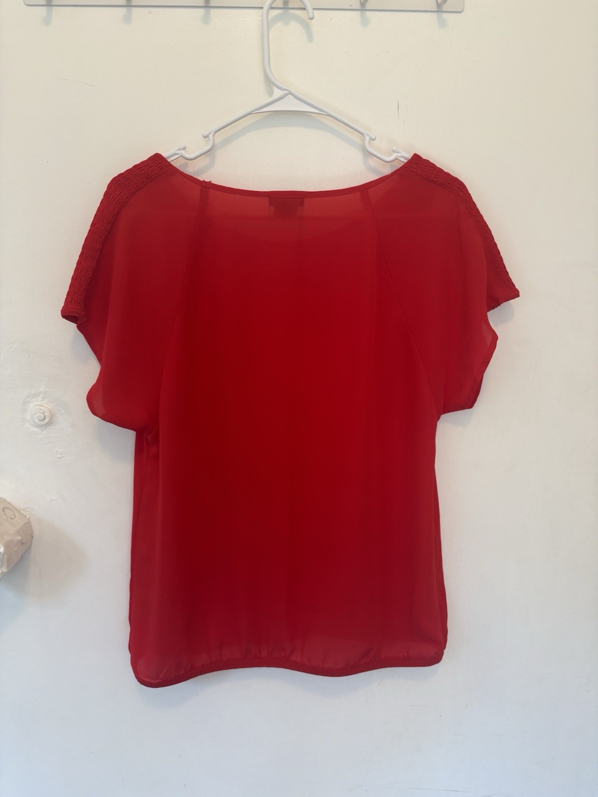 New Directions Blouse Top Ruffle Shirt Red Women’s Size Small