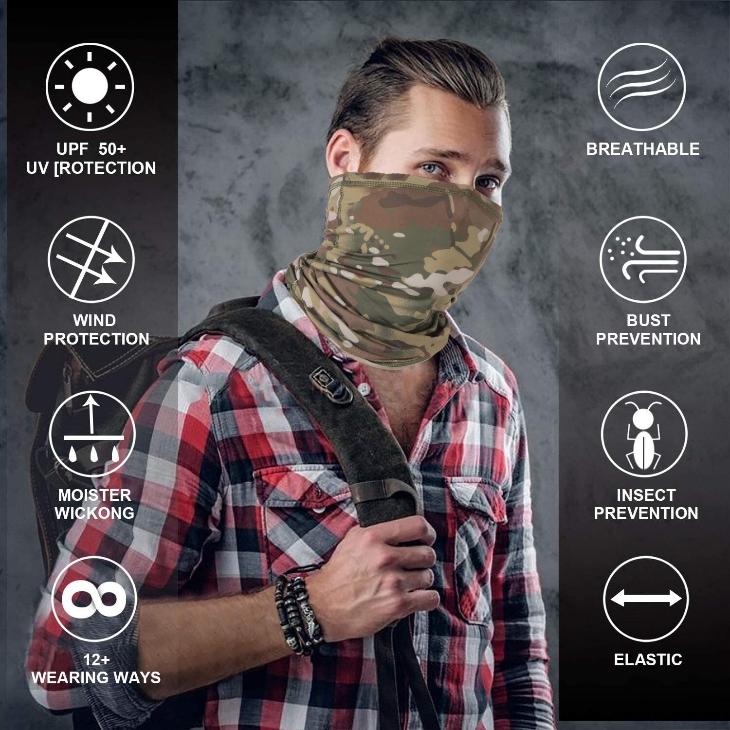 Tactical Balaclava Camo Neck Gaiter Face Mask Scarf Breathable Bandana Cover US