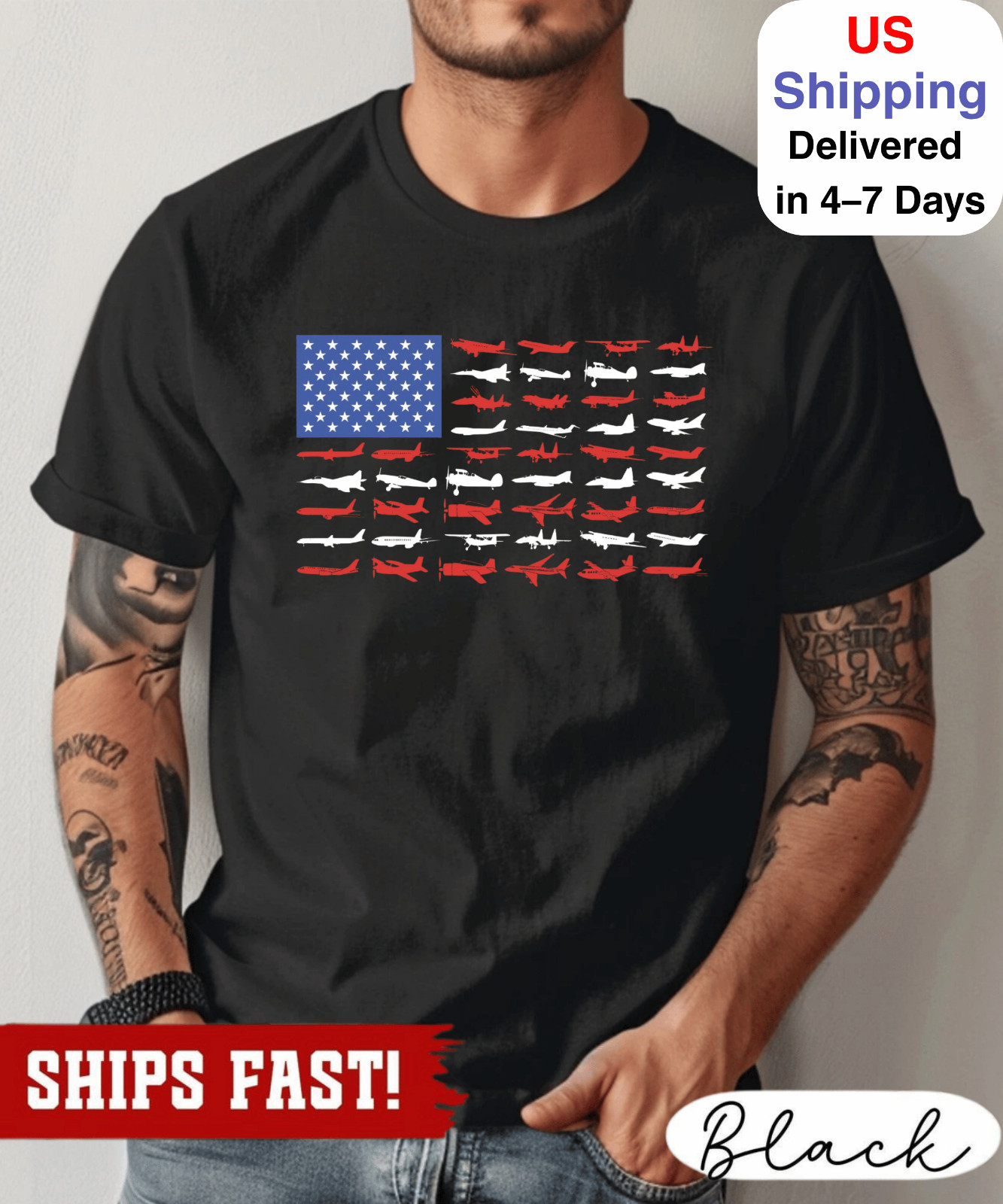 American Flag Airplanes Shirt: Patriotic Aviation Gift, 4th Of July Tee, Indepen