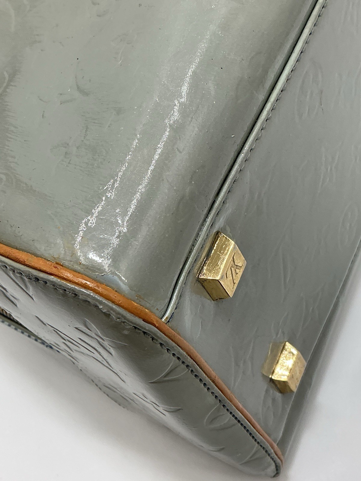 Louis Vuitton LV Monogram Tompkins Sq Vernis Patent Leather Gray Tote Bag + COA