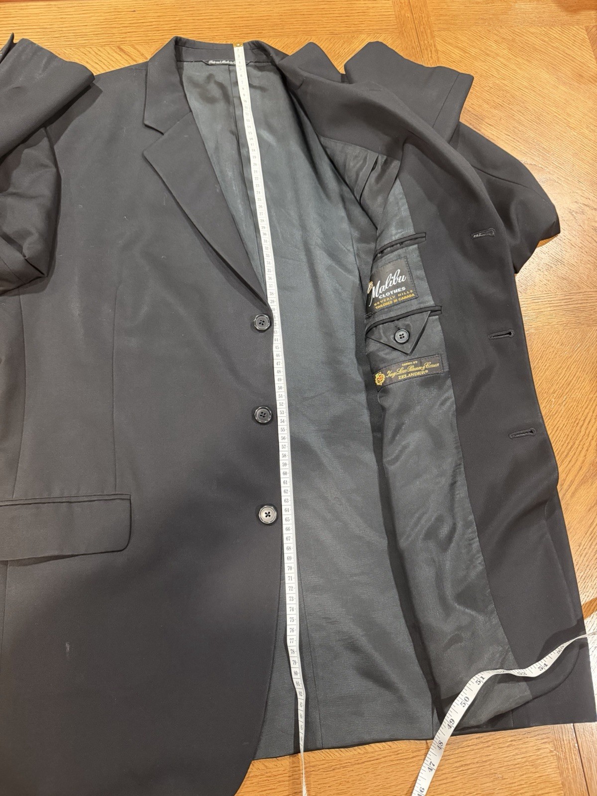 Loro Piana Fabric Malibu Clothes Beverly Hills Solid Black Blazer Canada 46L/48R