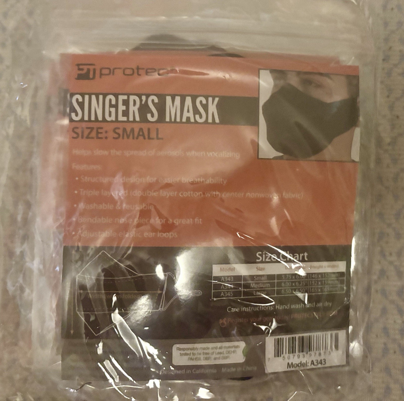Black Protec Singer’s Masks S, M, L NEW Lot Of 53!