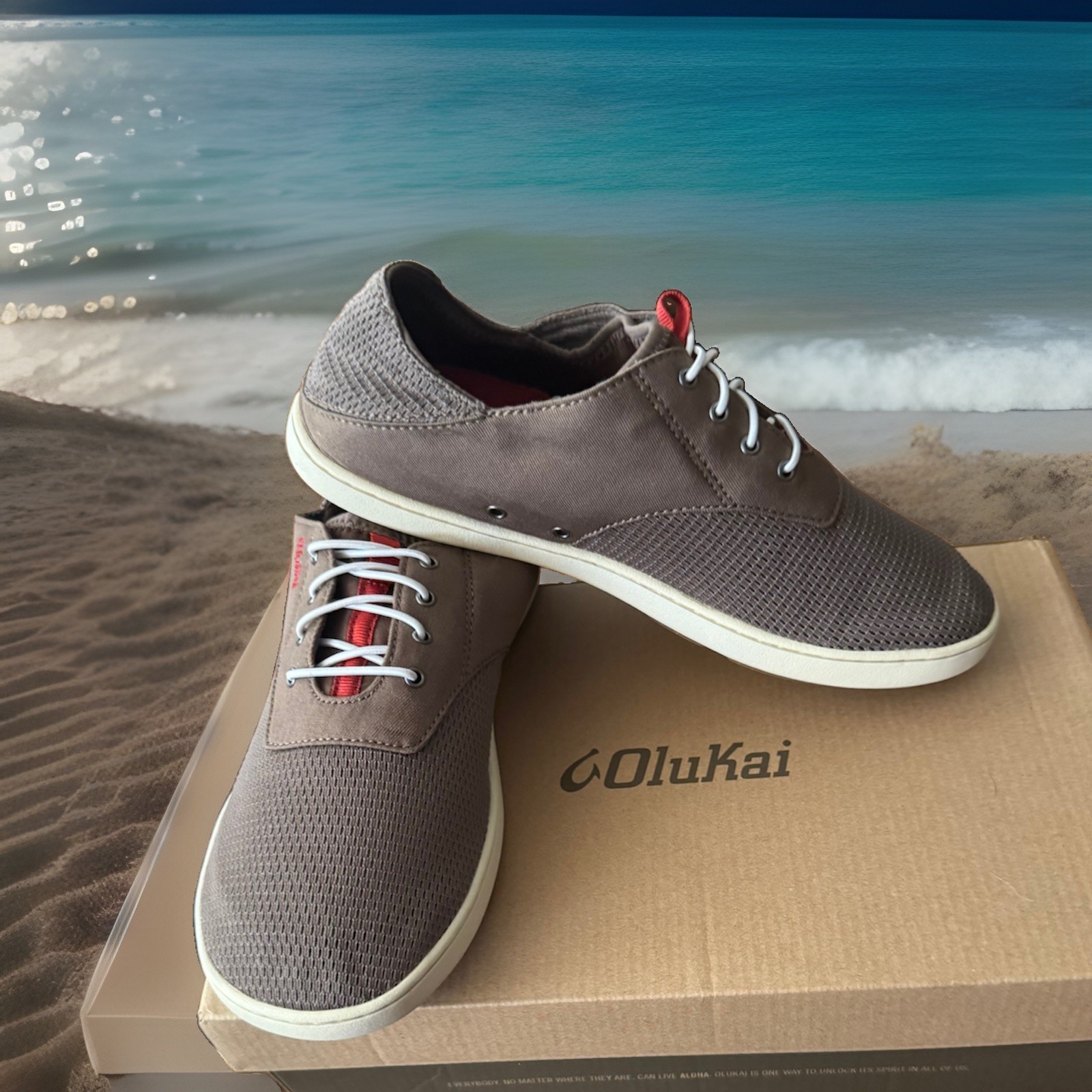 OluKai Men’s Size 7 Nohea Moku 10283-RK13 Casual Slip On Mesh Boat Shoes