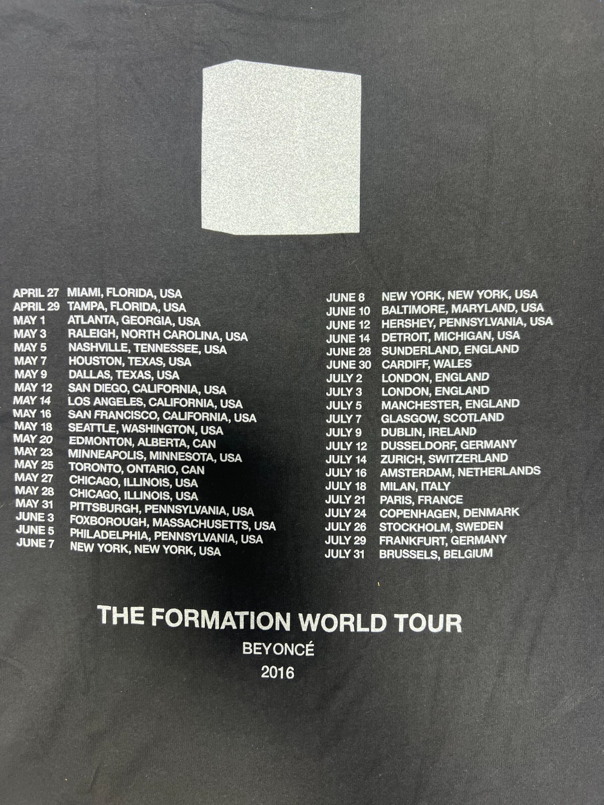 BEYONCE The Formation World TOUR 2016 TEE BLACK T-SHIRT OFFICIAL unisex NEW!!