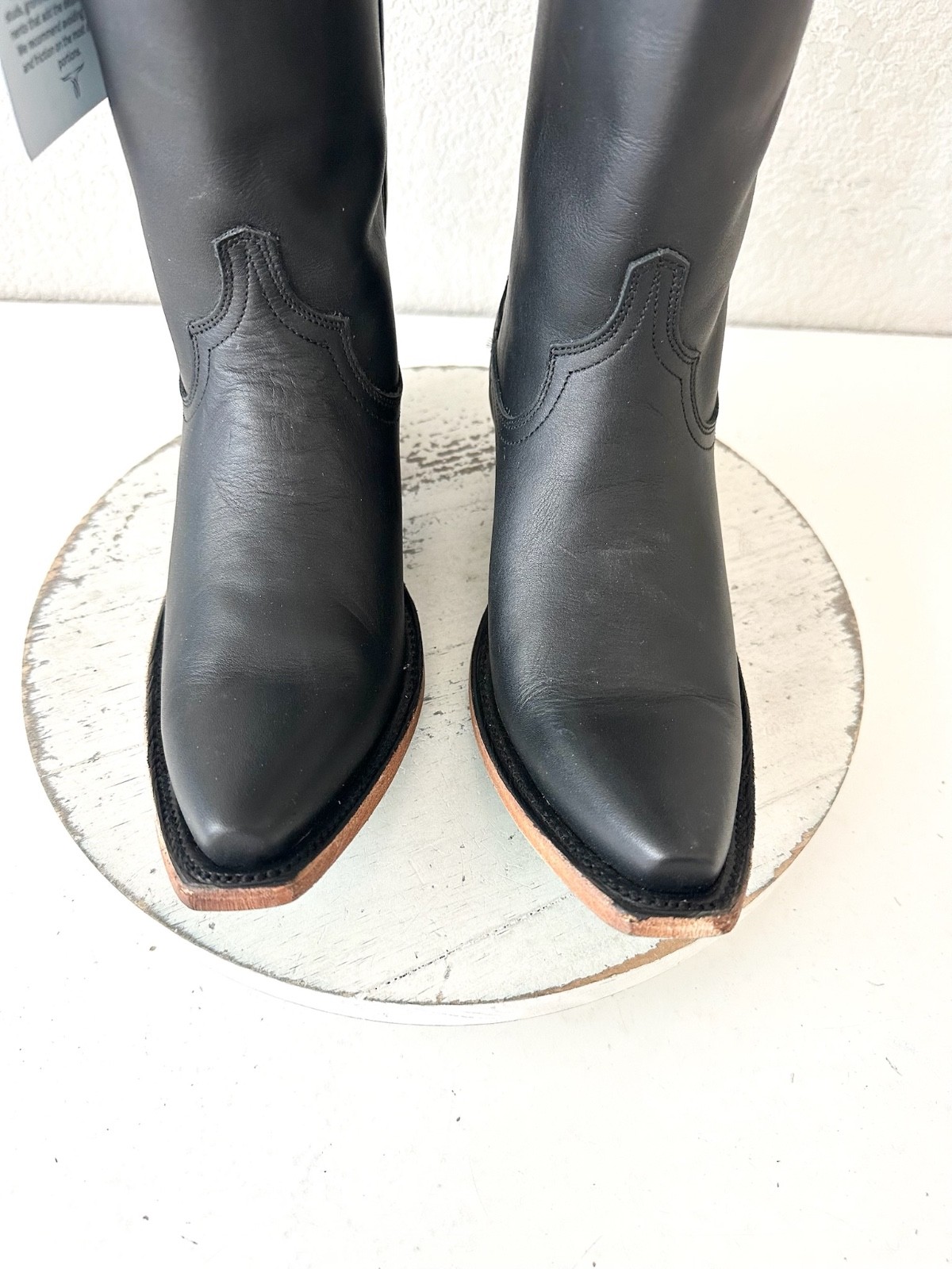 Lane EMMA JANE Black Cowboy Boots Western Cowgirl Mid Calf Tall Snip Toe Size 8