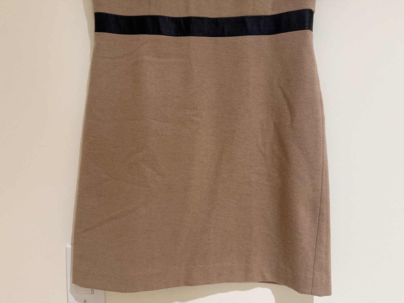Club Monaco Dress with Black Leather Short Sleeves, size 6