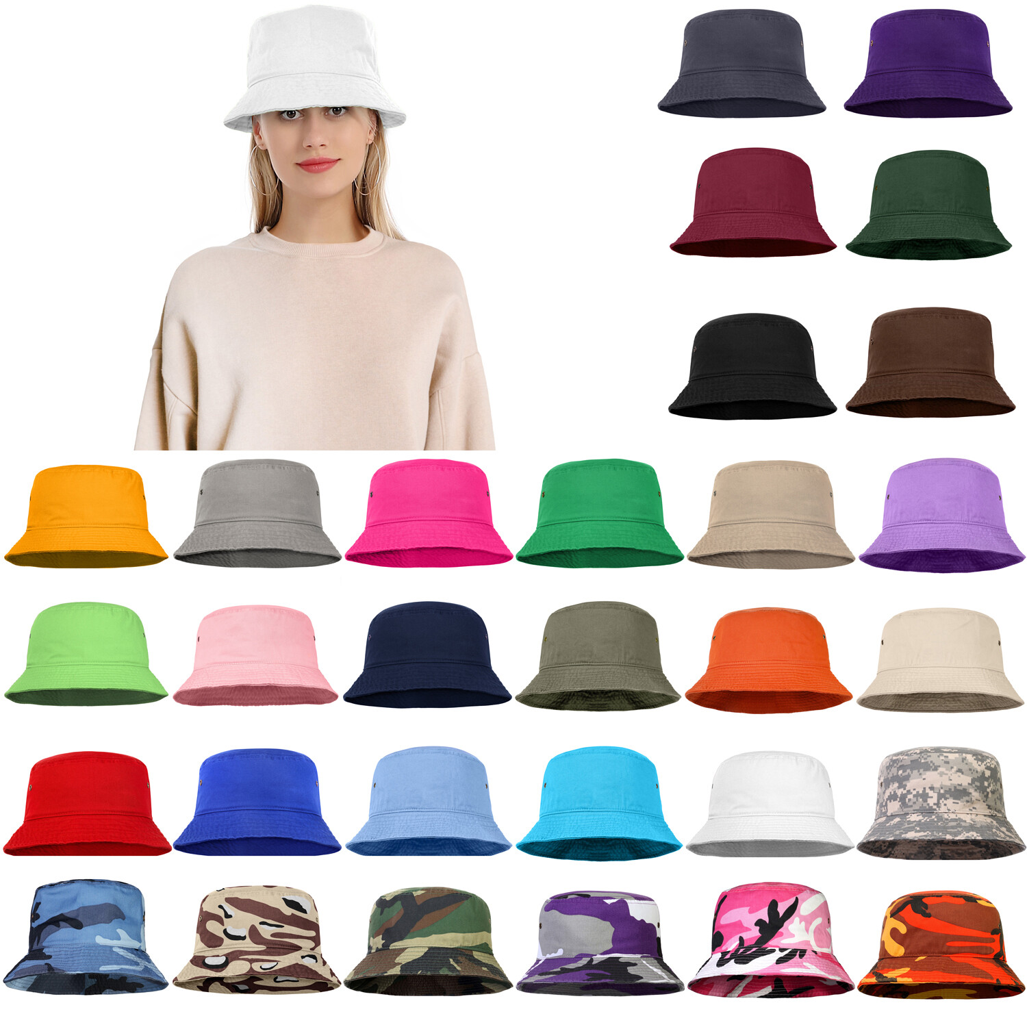 Bucket Hat for Men Women Unisex Cotton Packable Foldable Travel Beach Picnic Hat
